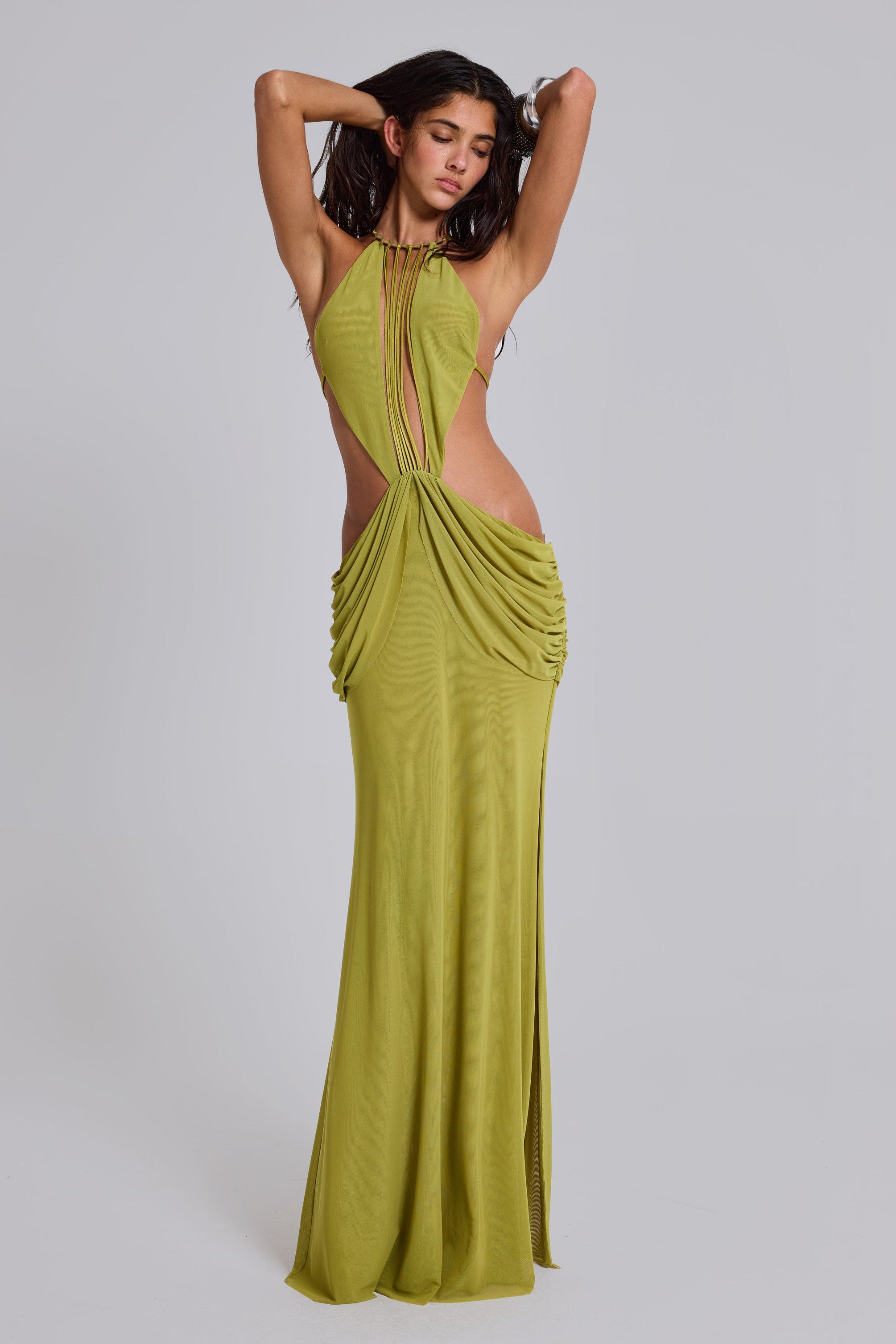 Beatrix | Mesh Cut-Out Backless Maxi Dress
