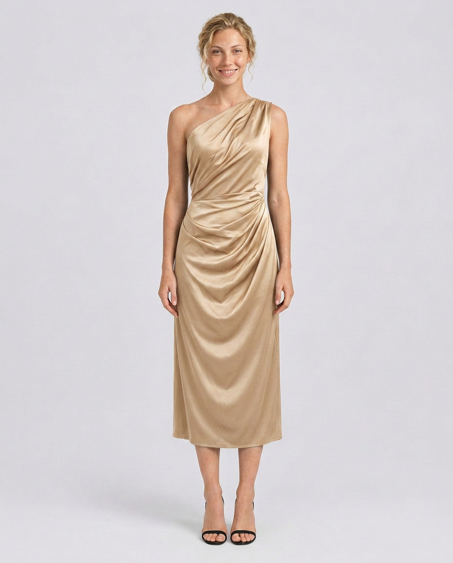 Selene | One Shoulder Satin Midi