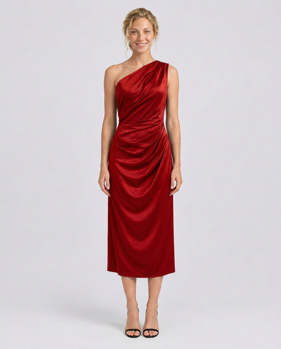 Selene | One Shoulder Satin Midi