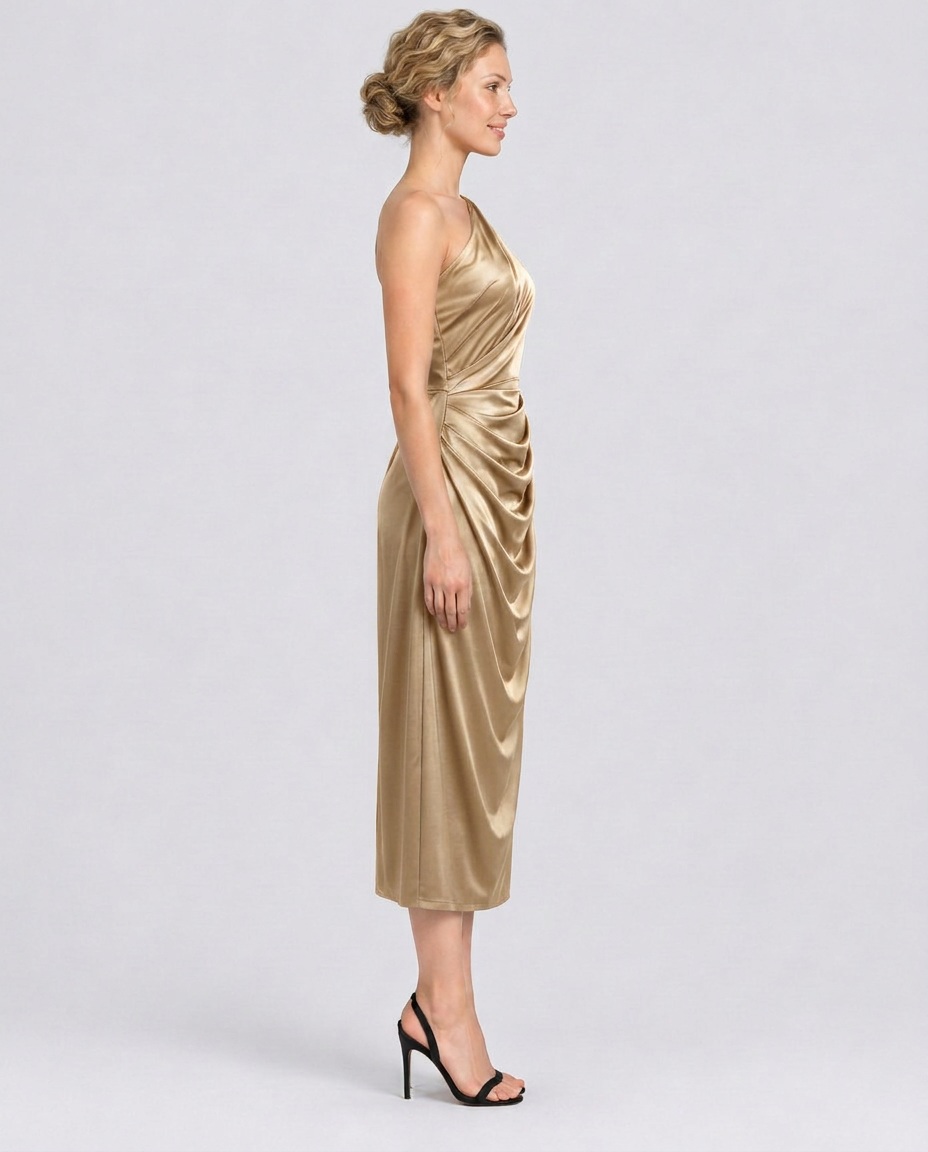 Selene | One Shoulder Satin Midi