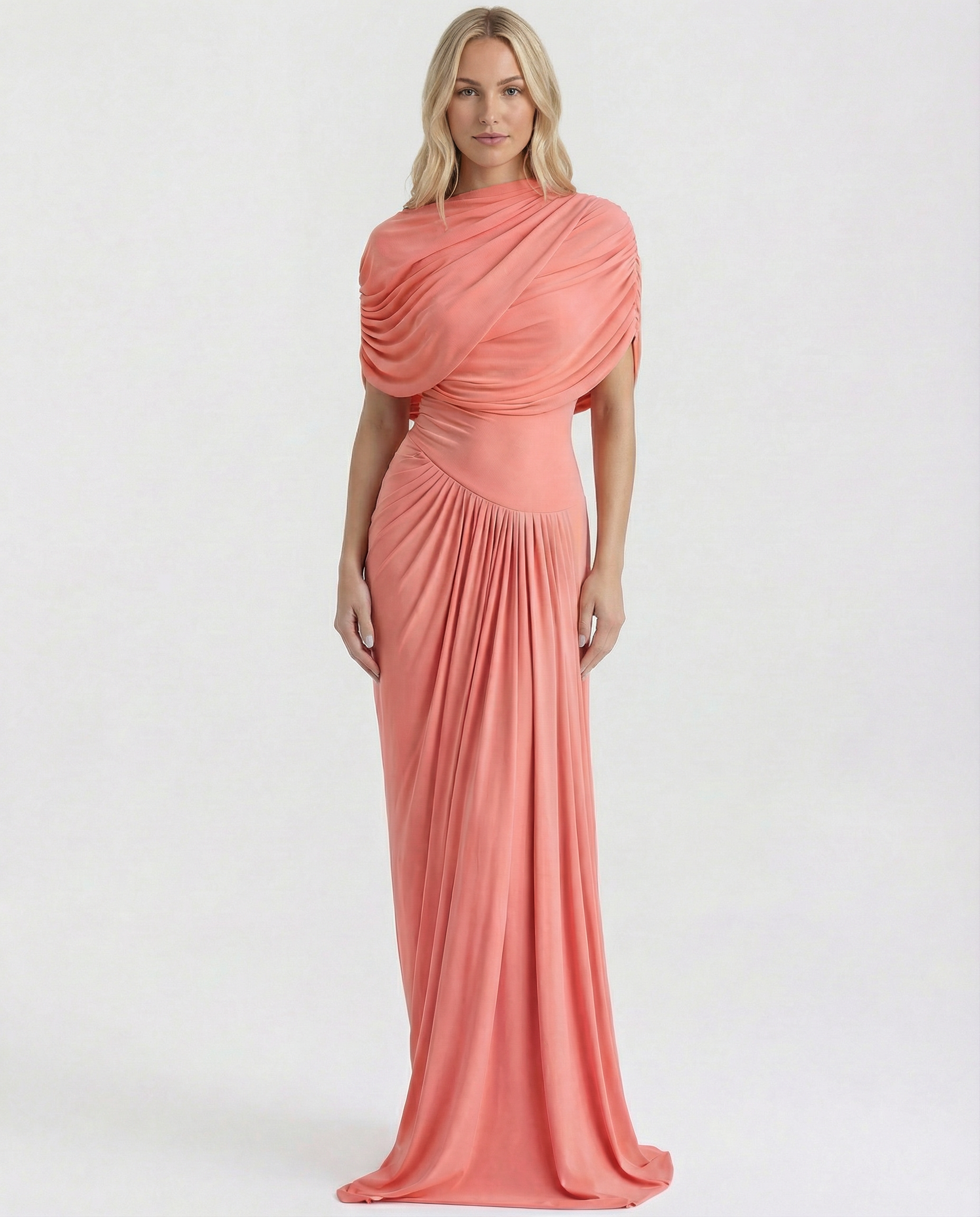 Beatriz | Maxi Dress with Draped High Neck and Ruched Detail