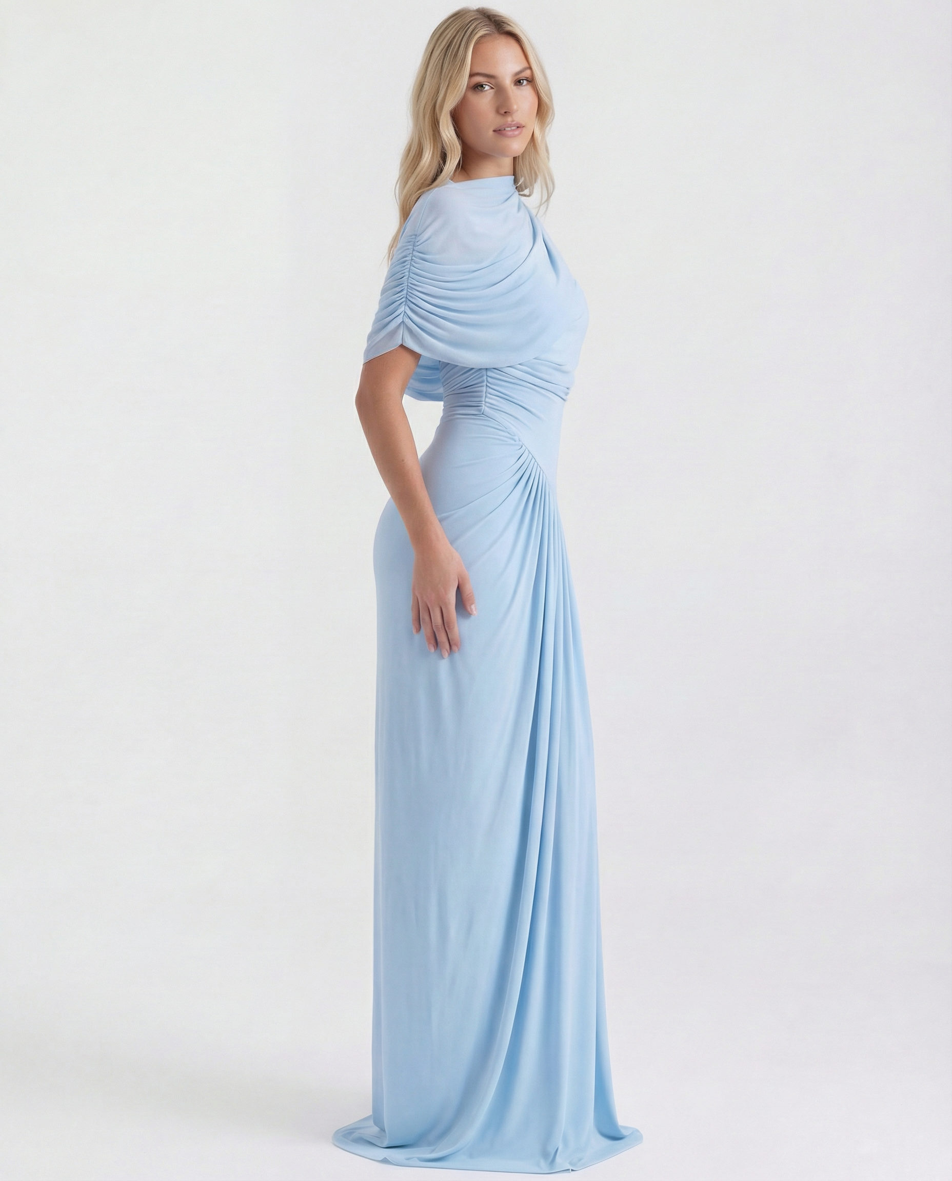 Beatriz | Maxi Dress with Draped High Neck and Ruched Detail
