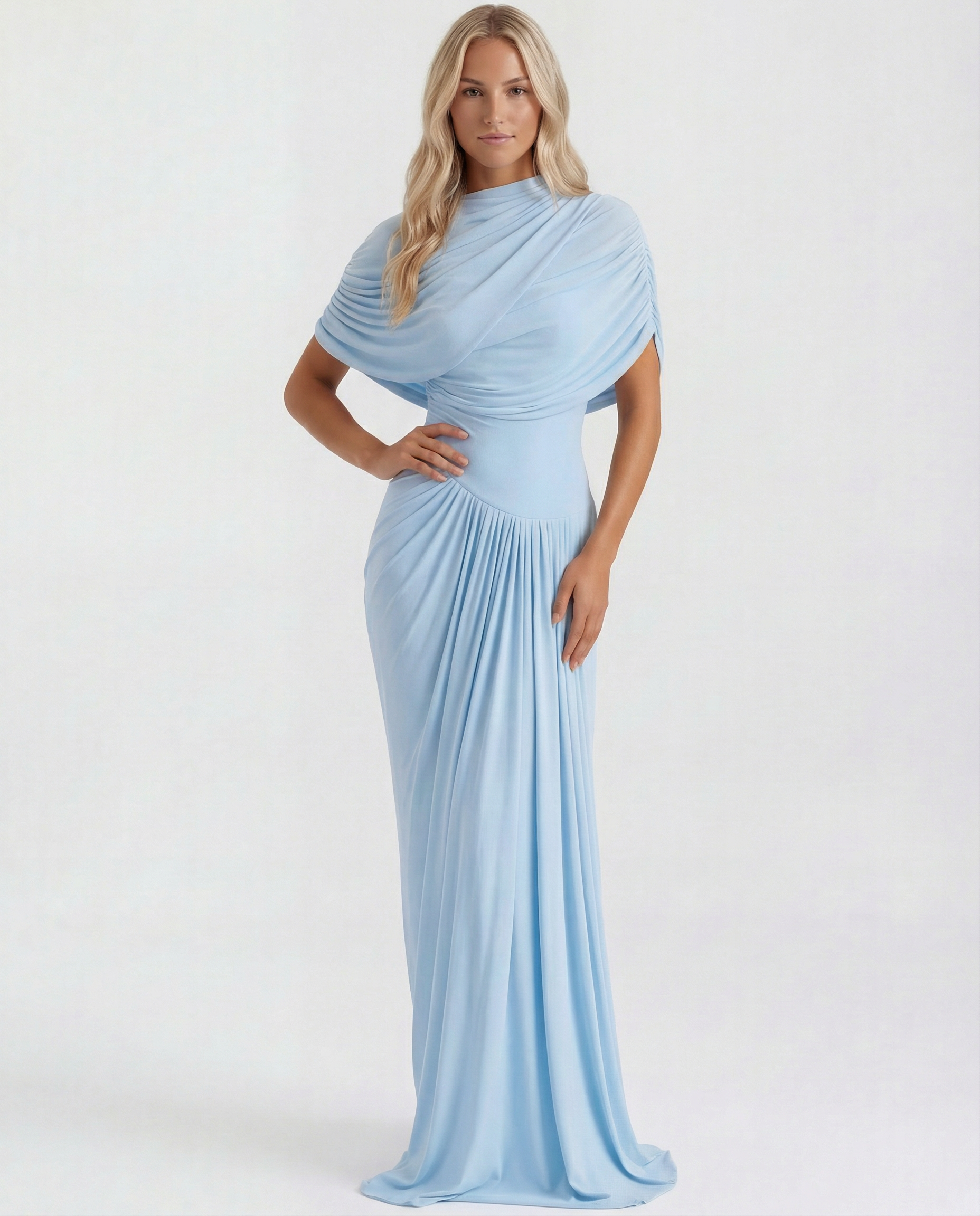 Beatriz | Maxi Dress with Draped High Neck and Ruched Detail