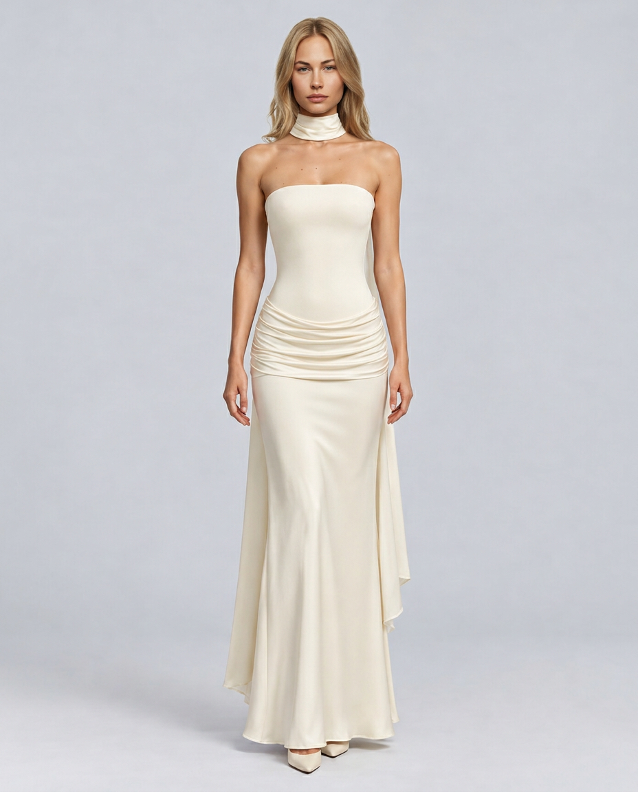 Soleil | Strapless Ruched Maxi Dress