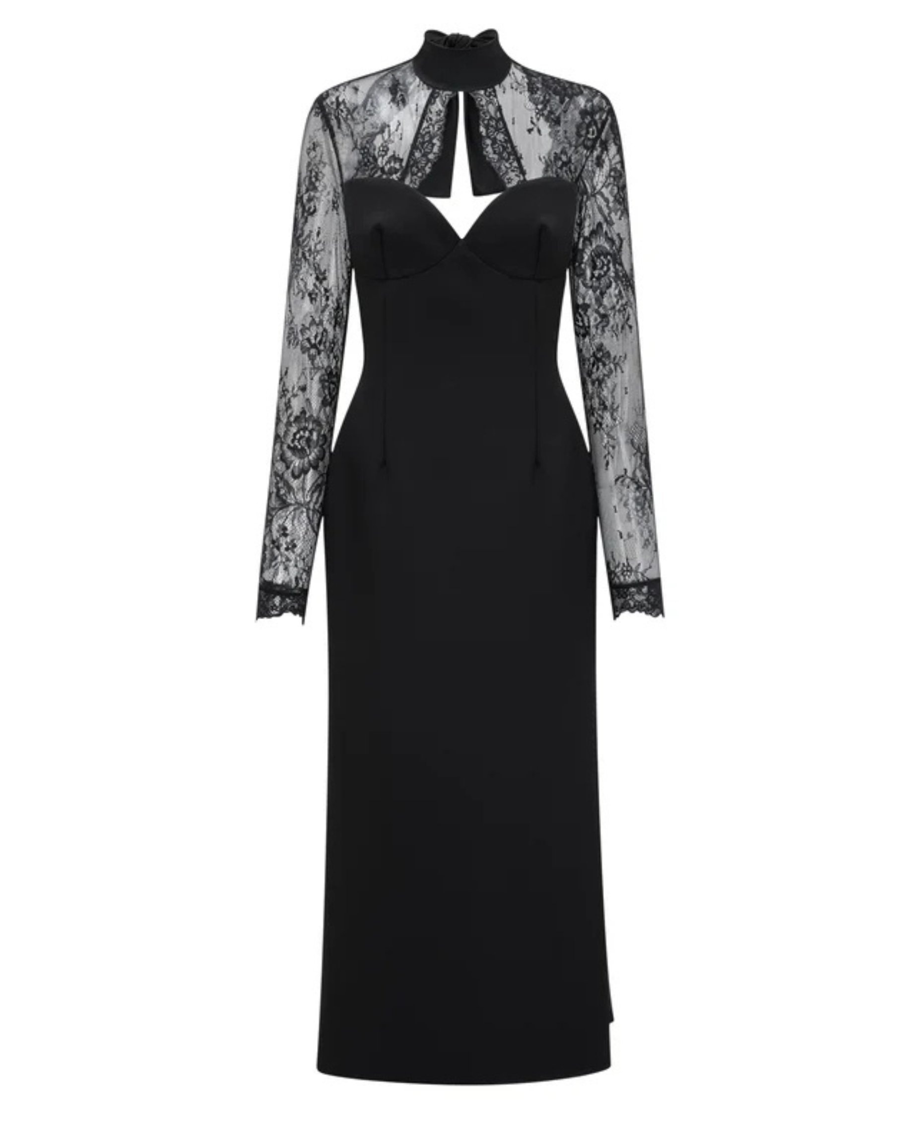 Allison | Black Lace Panel Maxi Dress