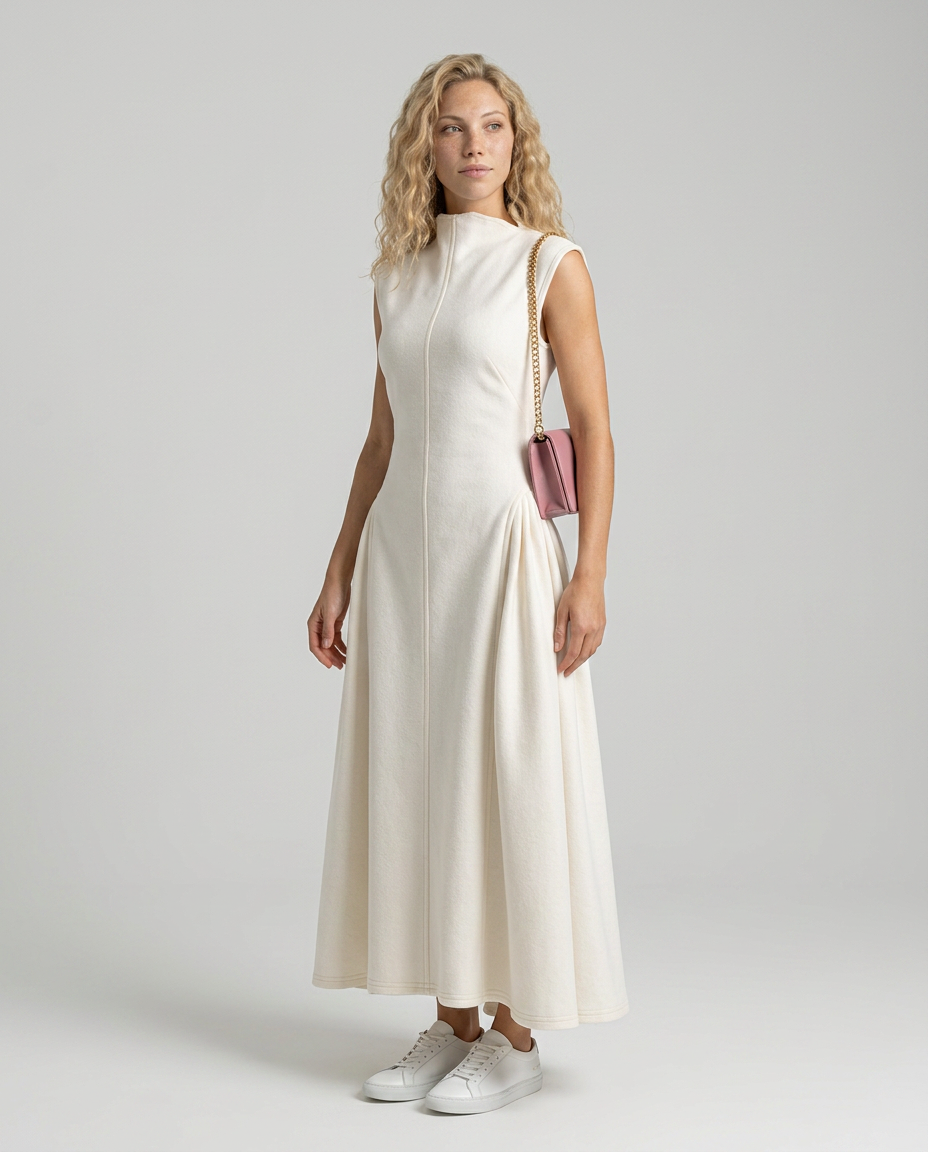 Cleo | High-Low Structured Midi Dress