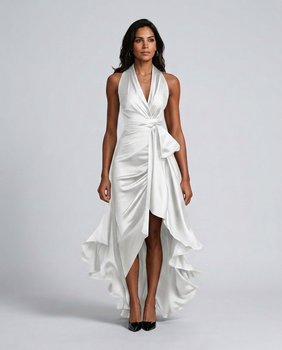 Beatrix | Halter Neck Satin-Look Maxi Dress
