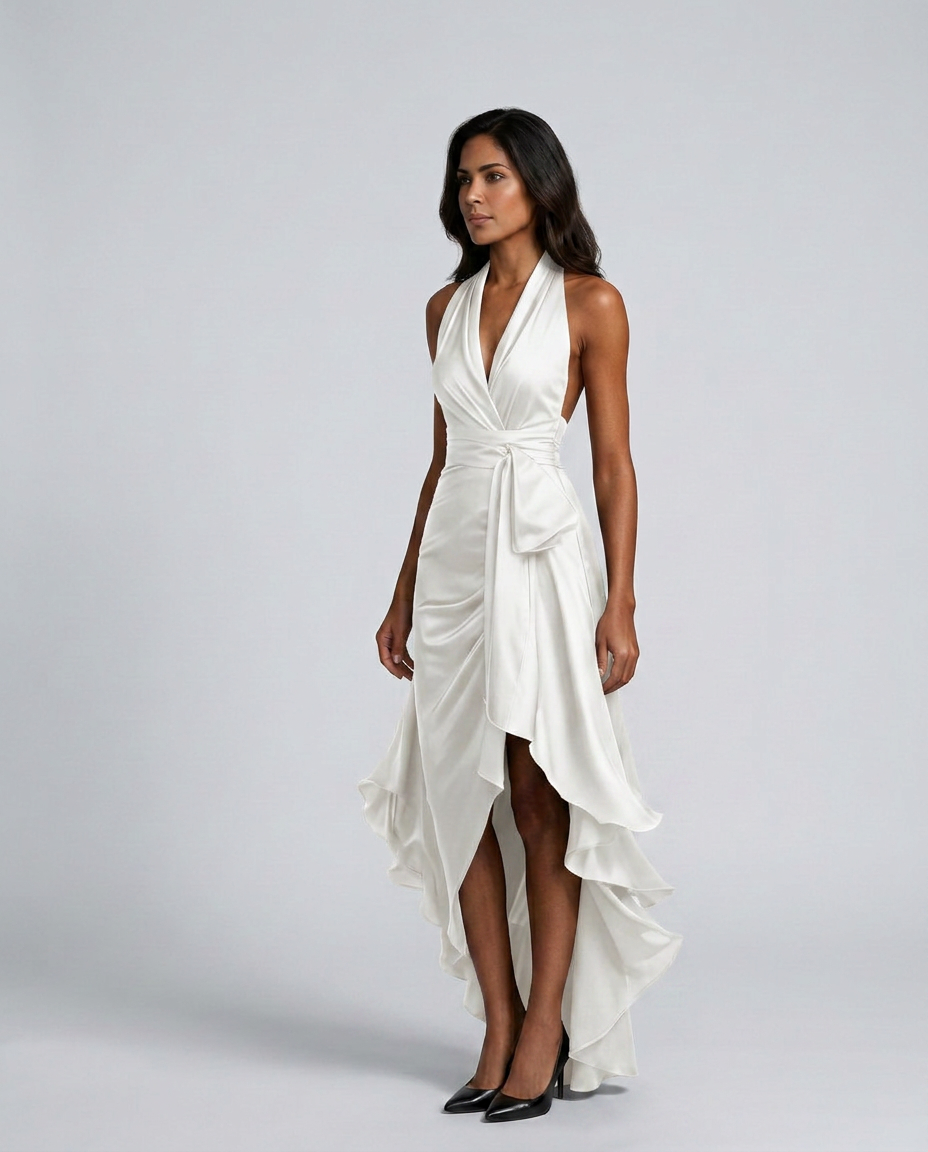 Beatrix | Halter Neck Satin-Look Maxi Dress