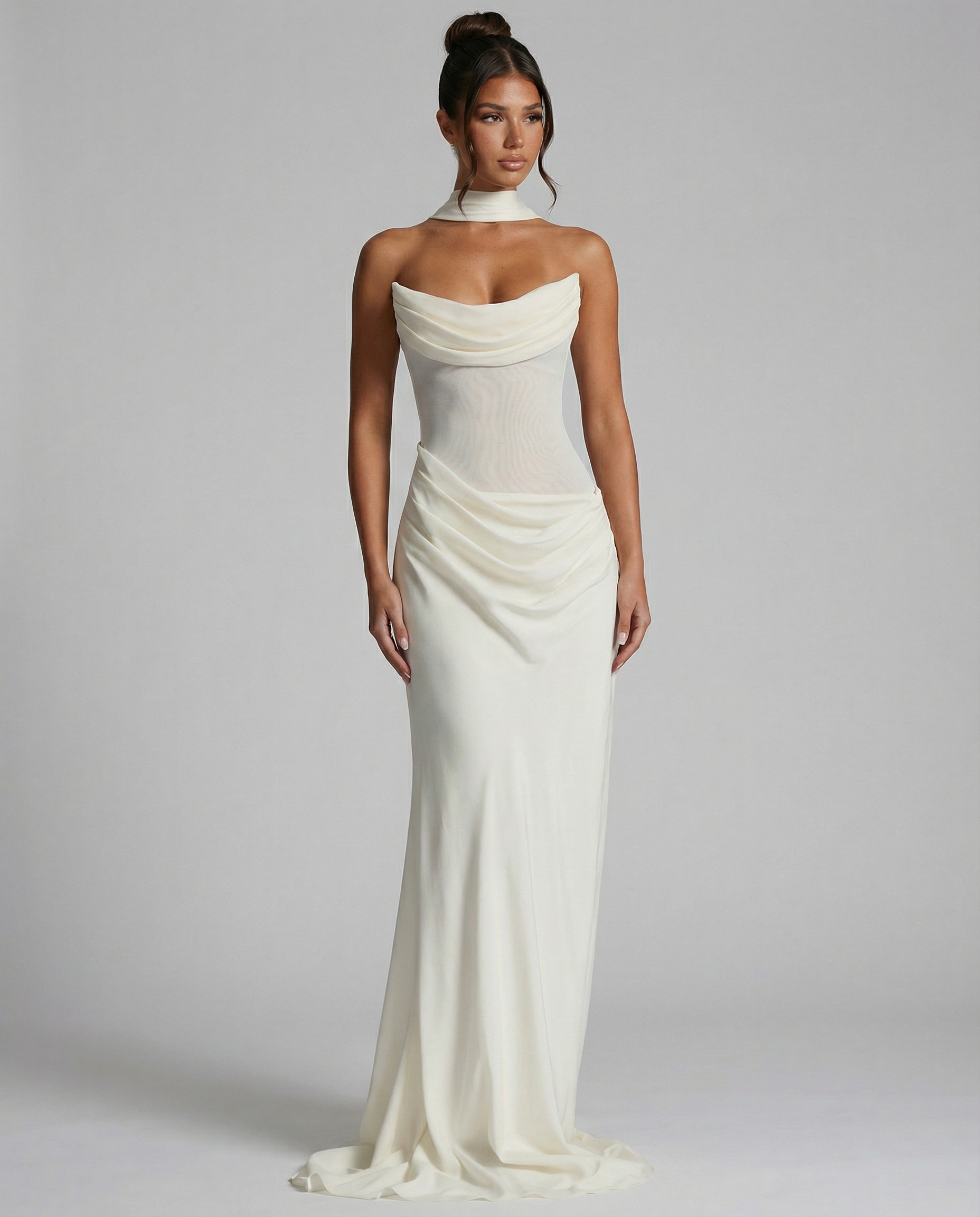 Aaliyah | Maxi Dress with Strapless Corset and Choker Scarf