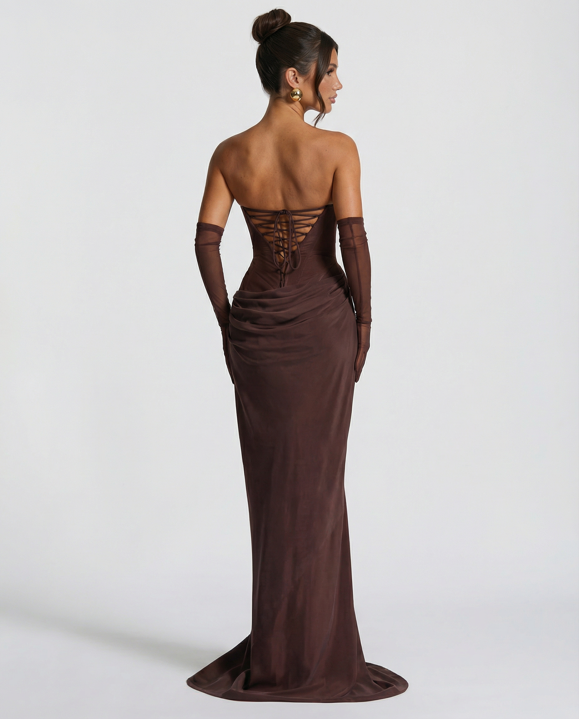 Aaliyah | Maxi Dress with Strapless Corset and Choker Scarf