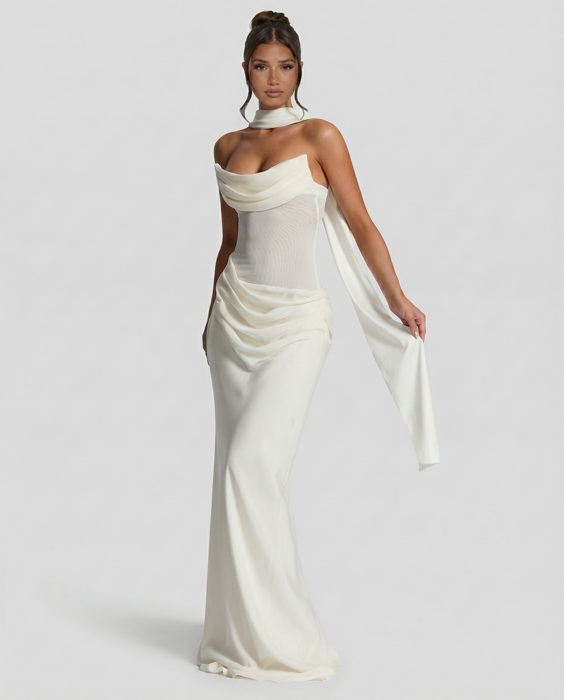 Aaliyah | Maxi Dress with Strapless Corset and Choker Scarf