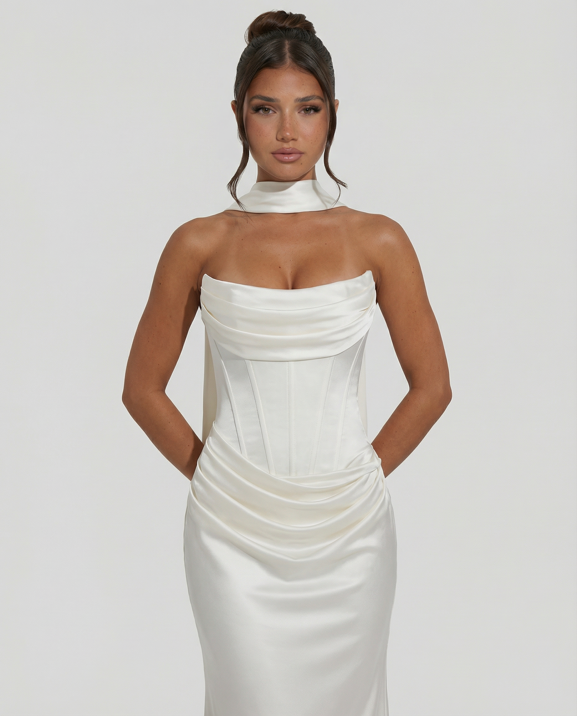 Aaliyah | Maxi Dress with Strapless Corset and Choker Scarf