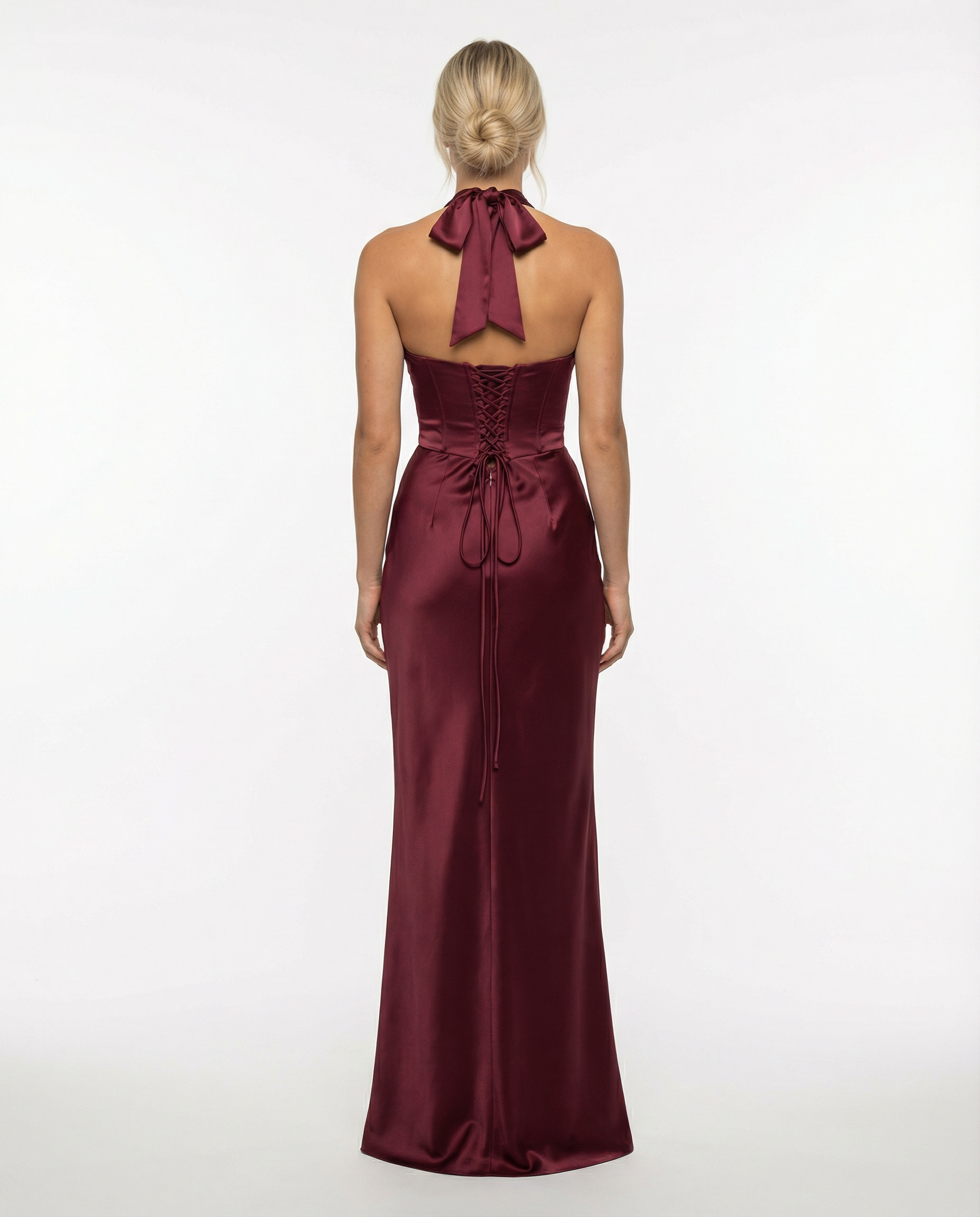 Sloane | Maxi Dress with Halter Neck Satin Corset