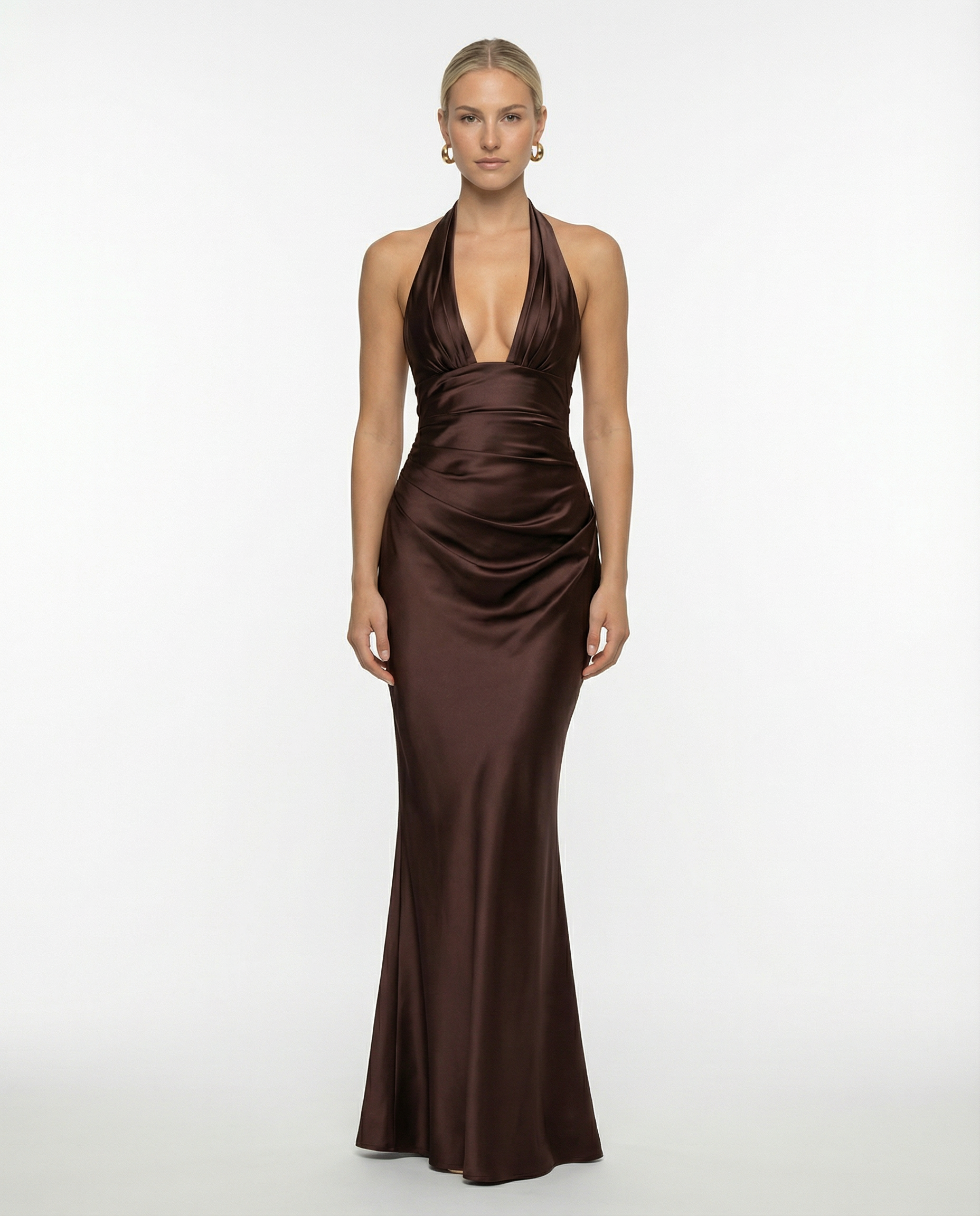 Sloane | Maxi Dress with Halter Neck Satin Corset