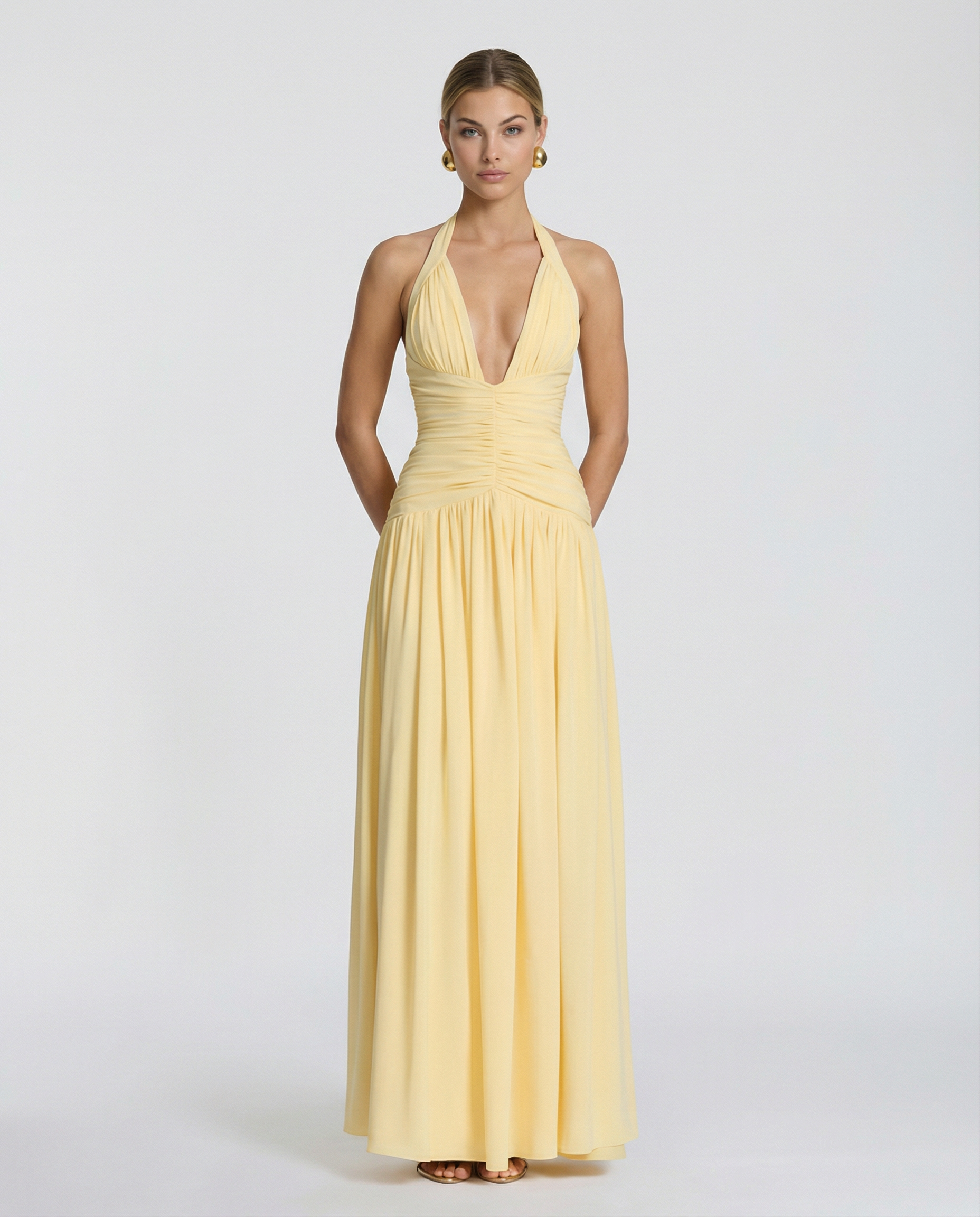 Margaret | Maxi Dress with Halter Neck and Ruched Corset