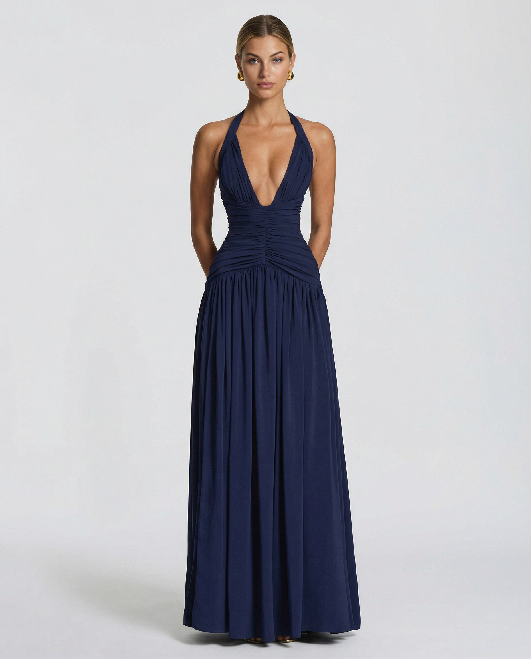 Margaret | Maxi Dress with Halter Neck and Ruched Corset
