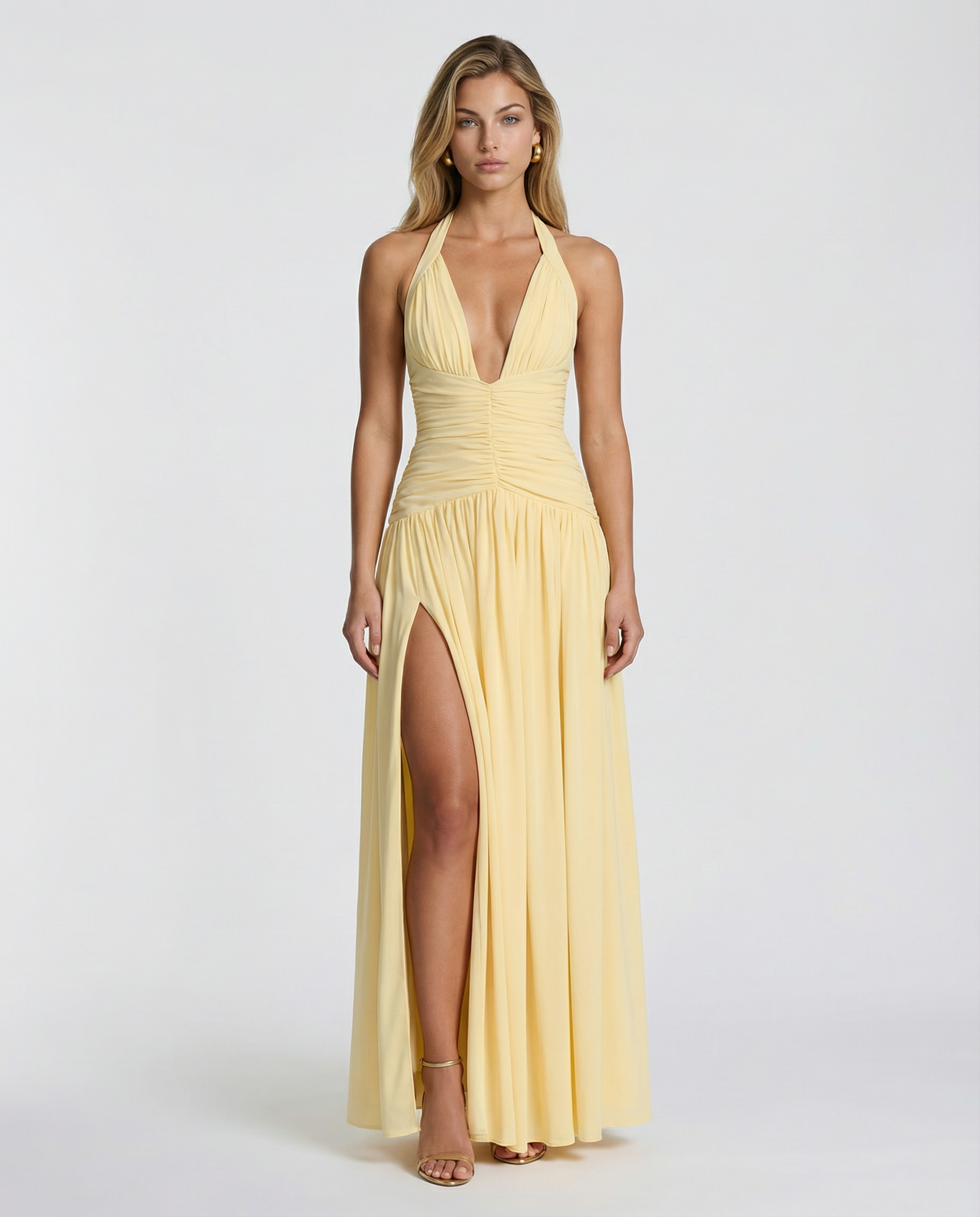 Margaret | Maxi Dress with Halter Neck and Ruched Corset