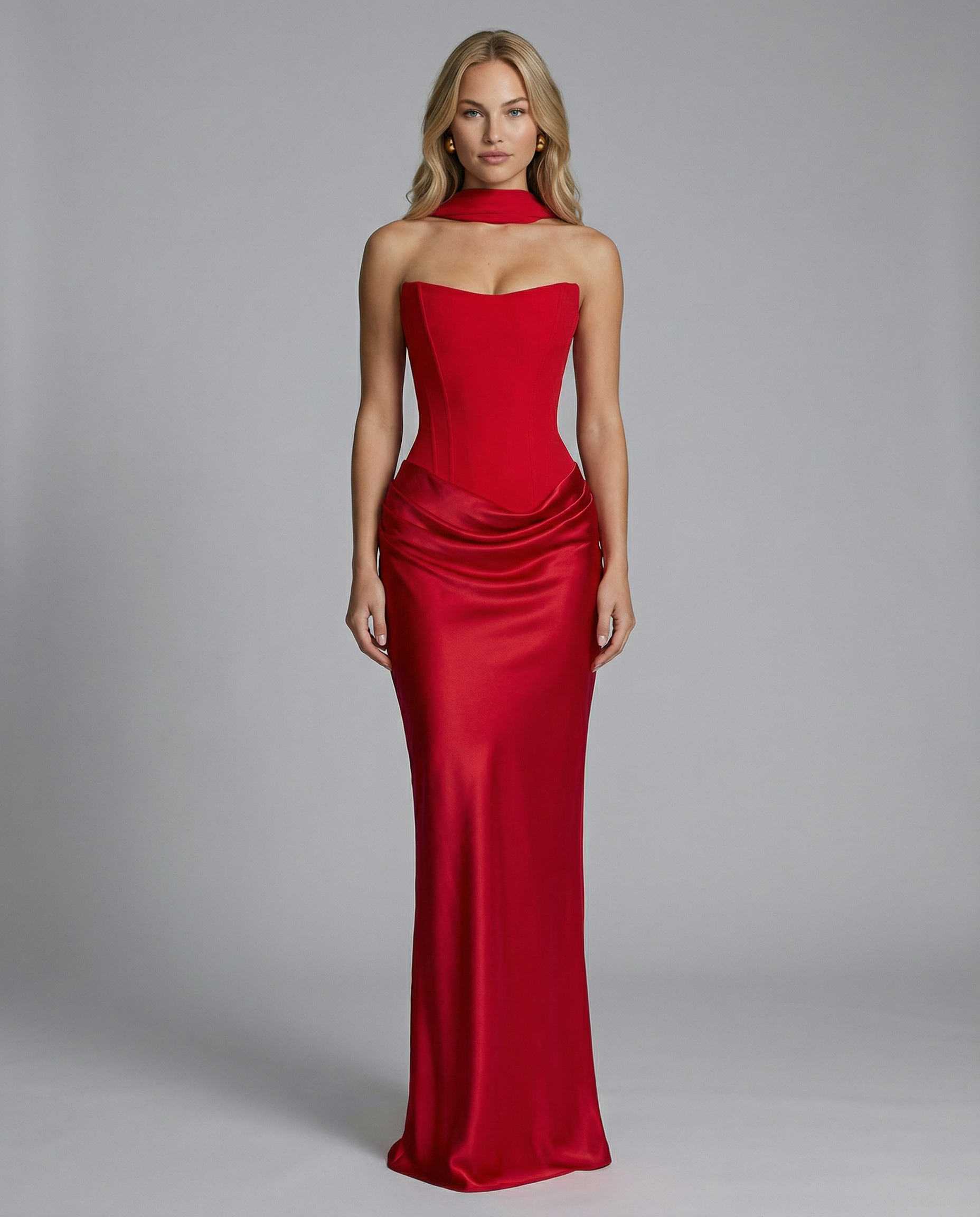 Gemma | Maxi Dress with Strapless Corset and Draped Skirt
