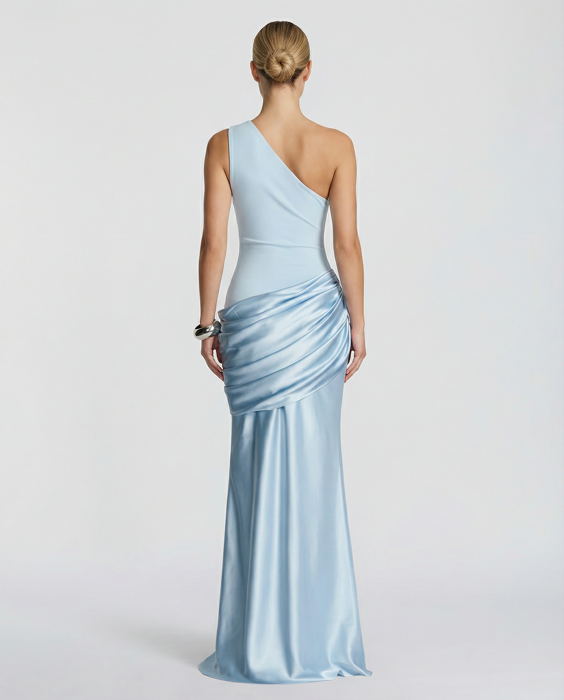 Alyssa | Maxi Dress with One-Shoulder Satin Drape