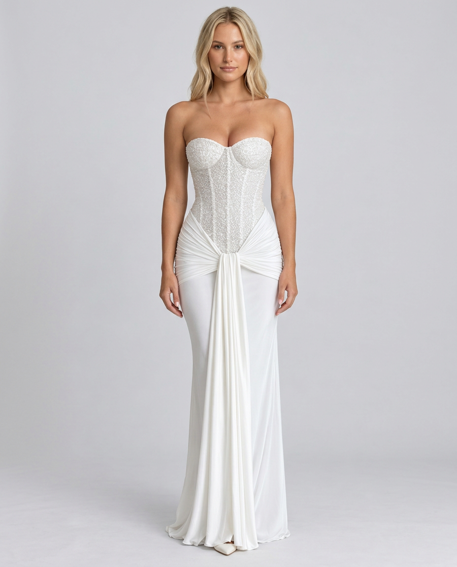 Ada | Sequin Off-Shoulder Sweetheart Maxi Dress
