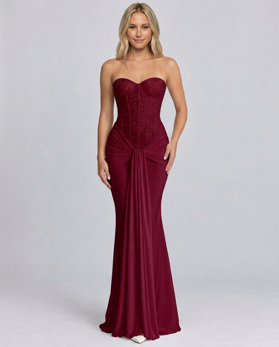 Ada | Sequin Off-Shoulder Sweetheart Maxi Dress