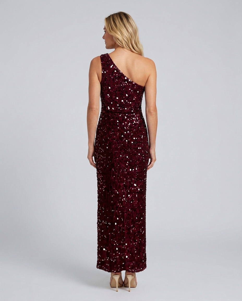 Odette | One-Shoulder Sequin Slit Maxi Dress