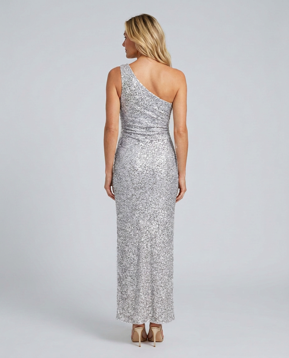 Odette | One-Shoulder Sequin Slit Maxi Dress