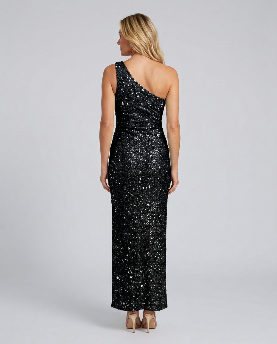 Odette | One-Shoulder Sequin Slit Maxi Dress