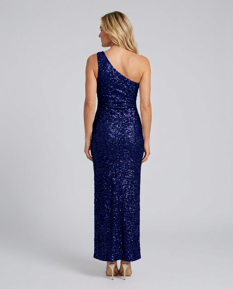 Odette | One-Shoulder Sequin Slit Maxi Dress