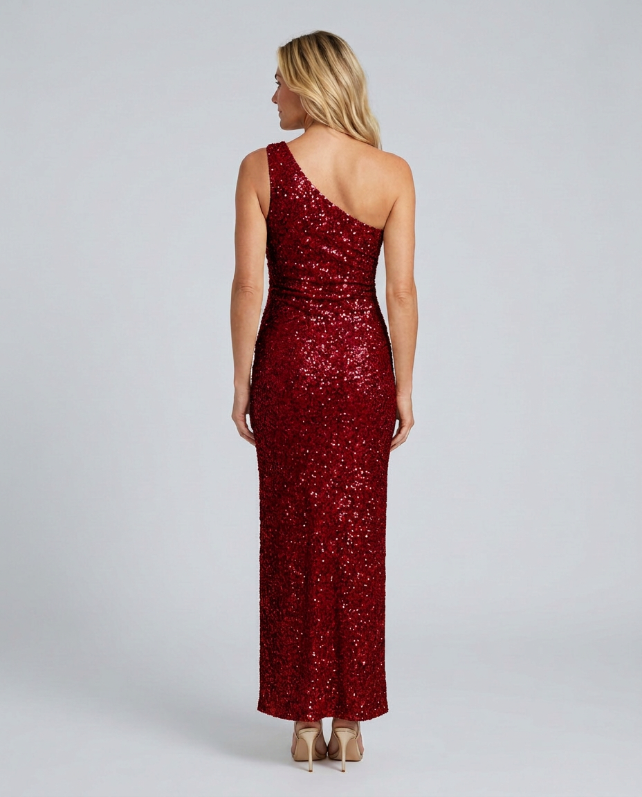 Odette | One-Shoulder Sequin Slit Maxi Dress
