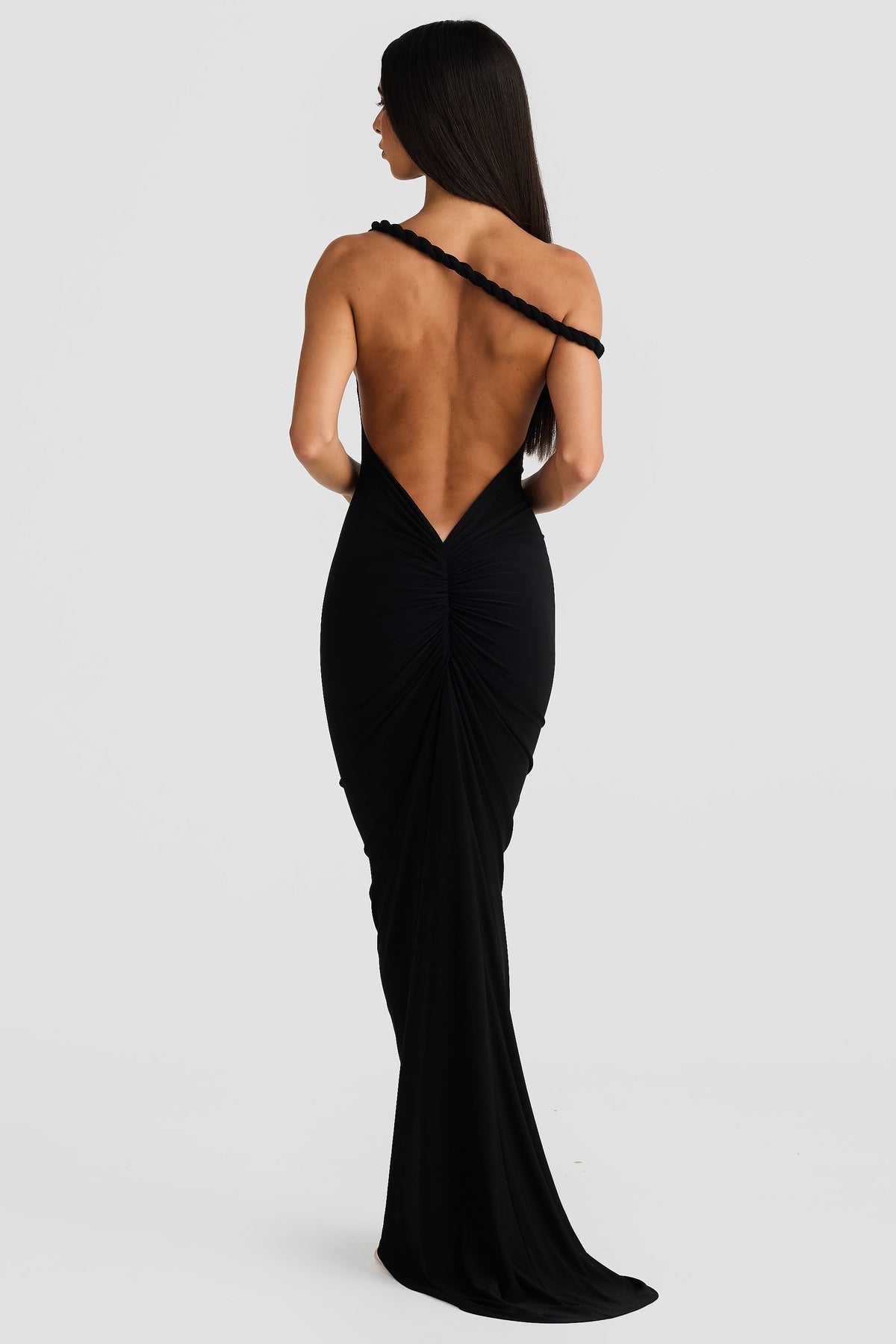 Linda | Maxi Dress with Asymmetric Neckline and Backless Detail