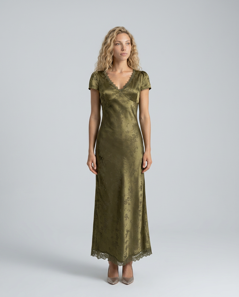 Nadine | Jacquard Corset Slip Maxi Dress