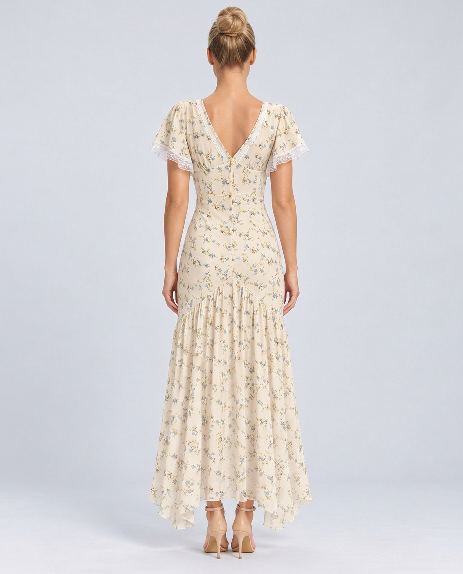 Tatum | V-Neck Lace Floral Maxi Dress