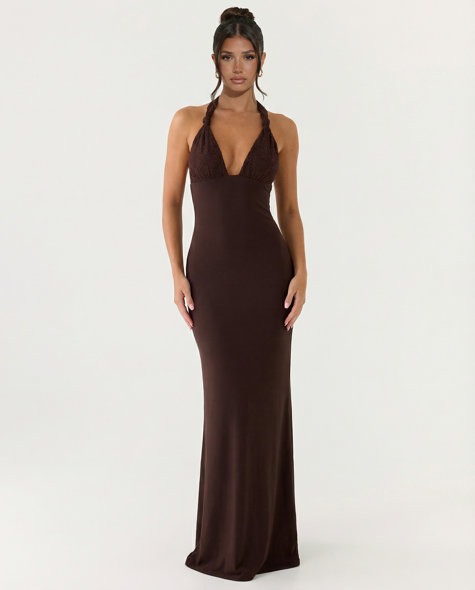 June | Halter Neck Ruched Maxi Dress