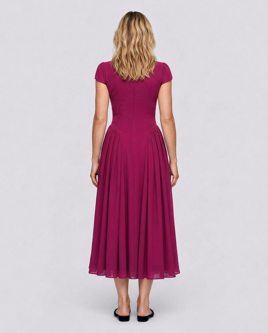 Anouk | Puffed Sleeve Blue Midi Dress