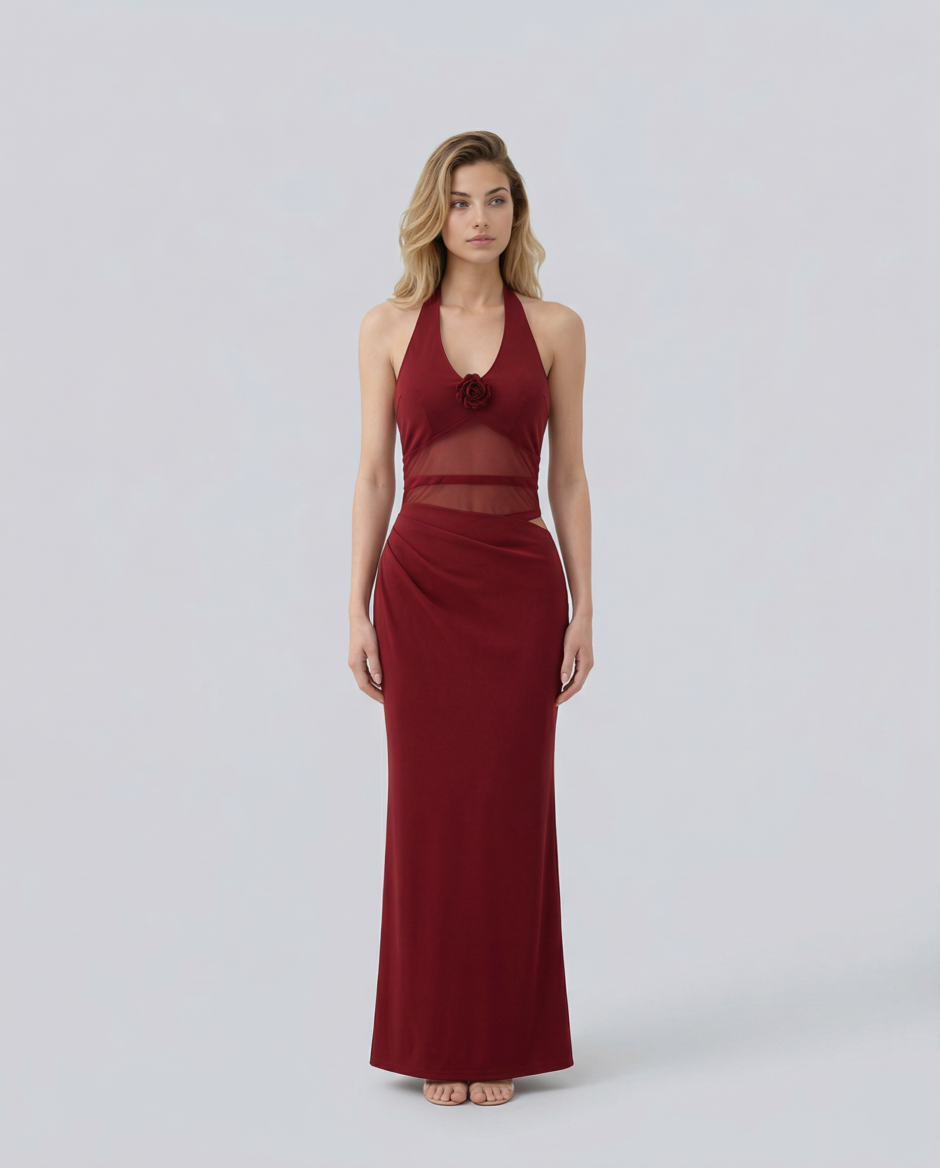 Elira | Maxi Dress with Mesh Waist Panel