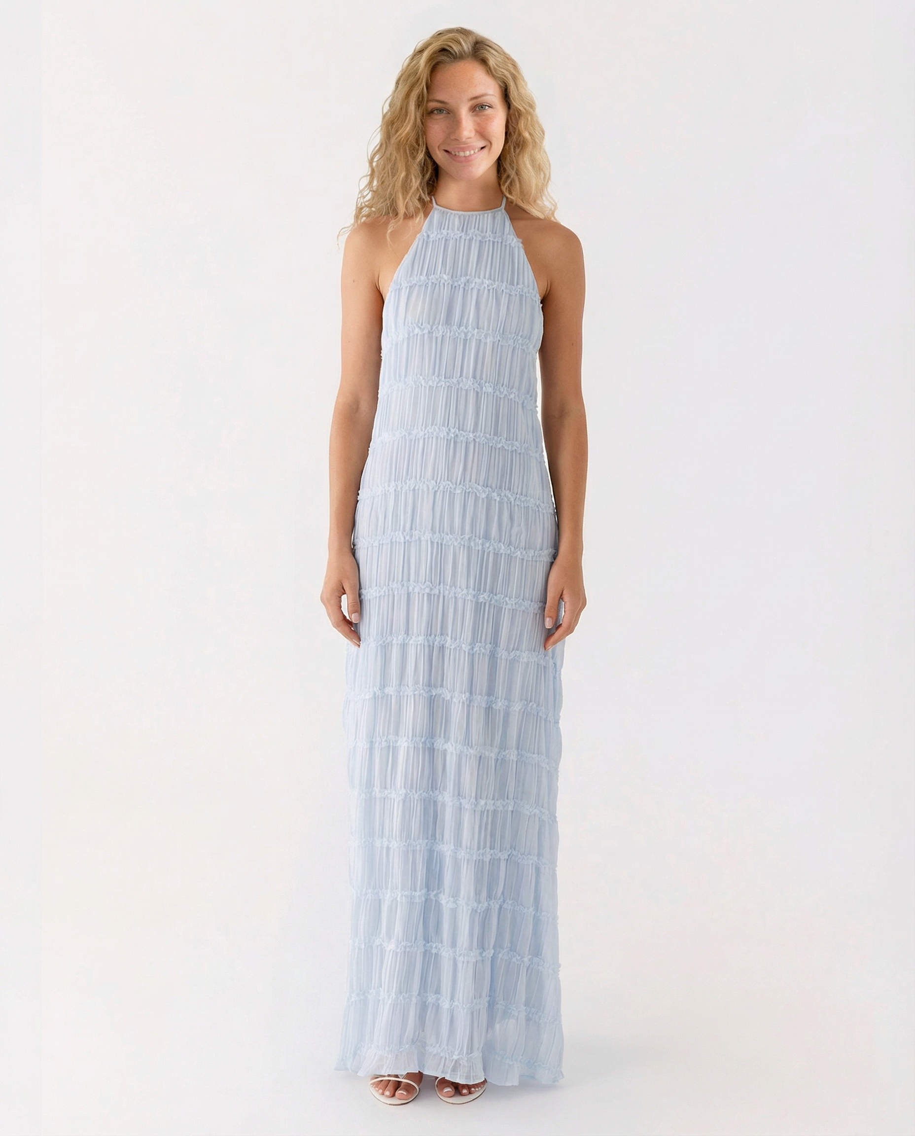 Mattie | Halter Neckline Ruched Bodycon Maxi Dress