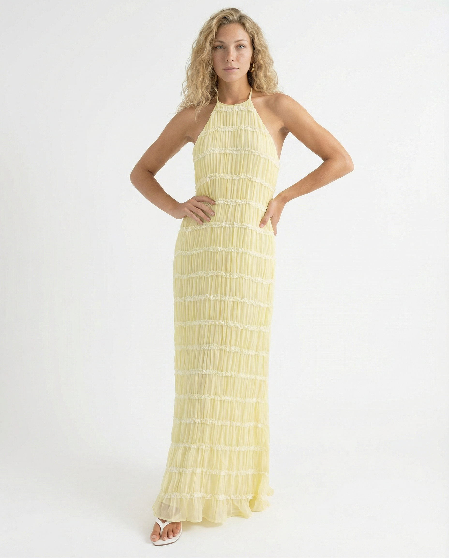 Mattie | Halter Neckline Ruched Bodycon Maxi Dress