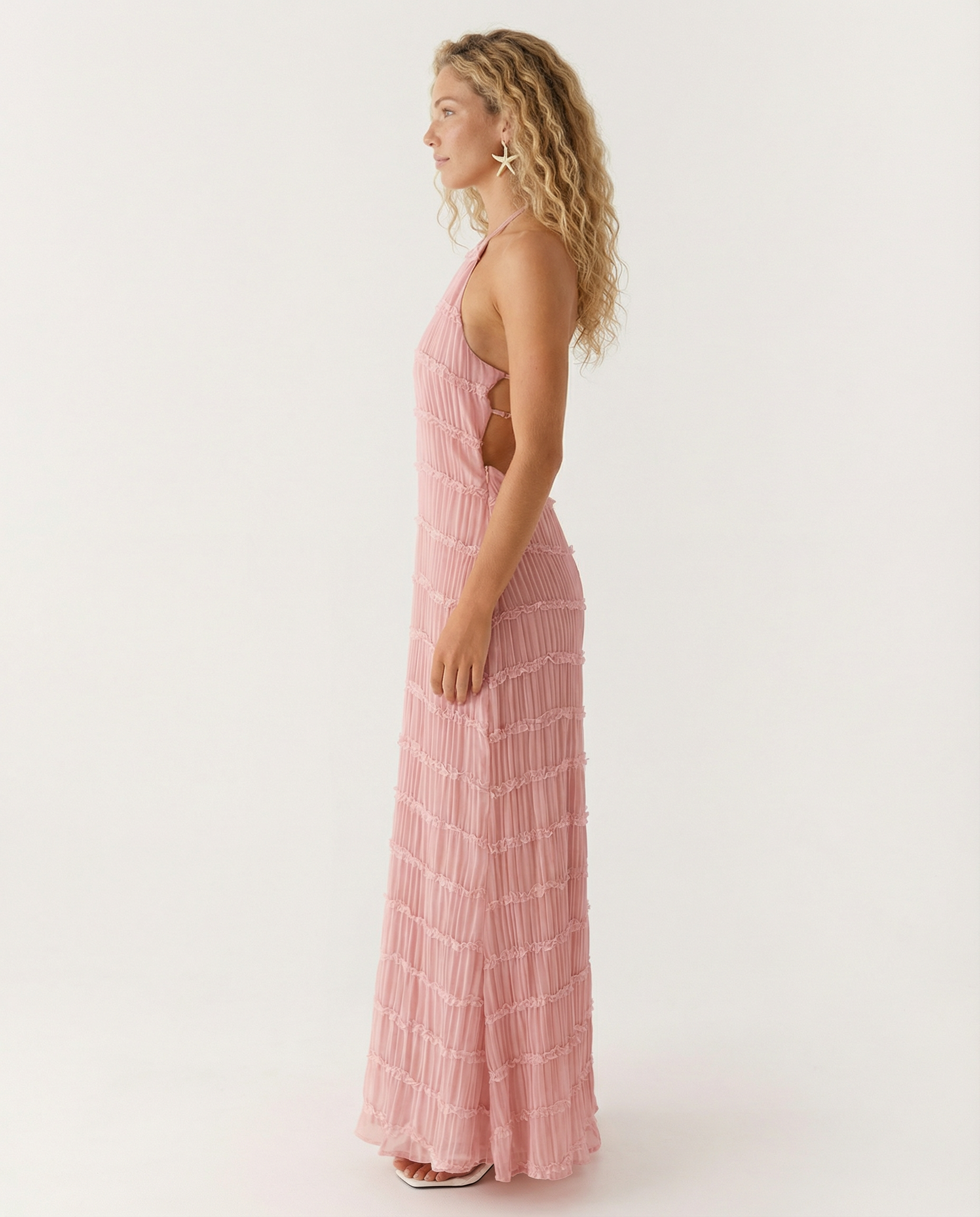 Mattie | Halter Neckline Ruched Bodycon Maxi Dress