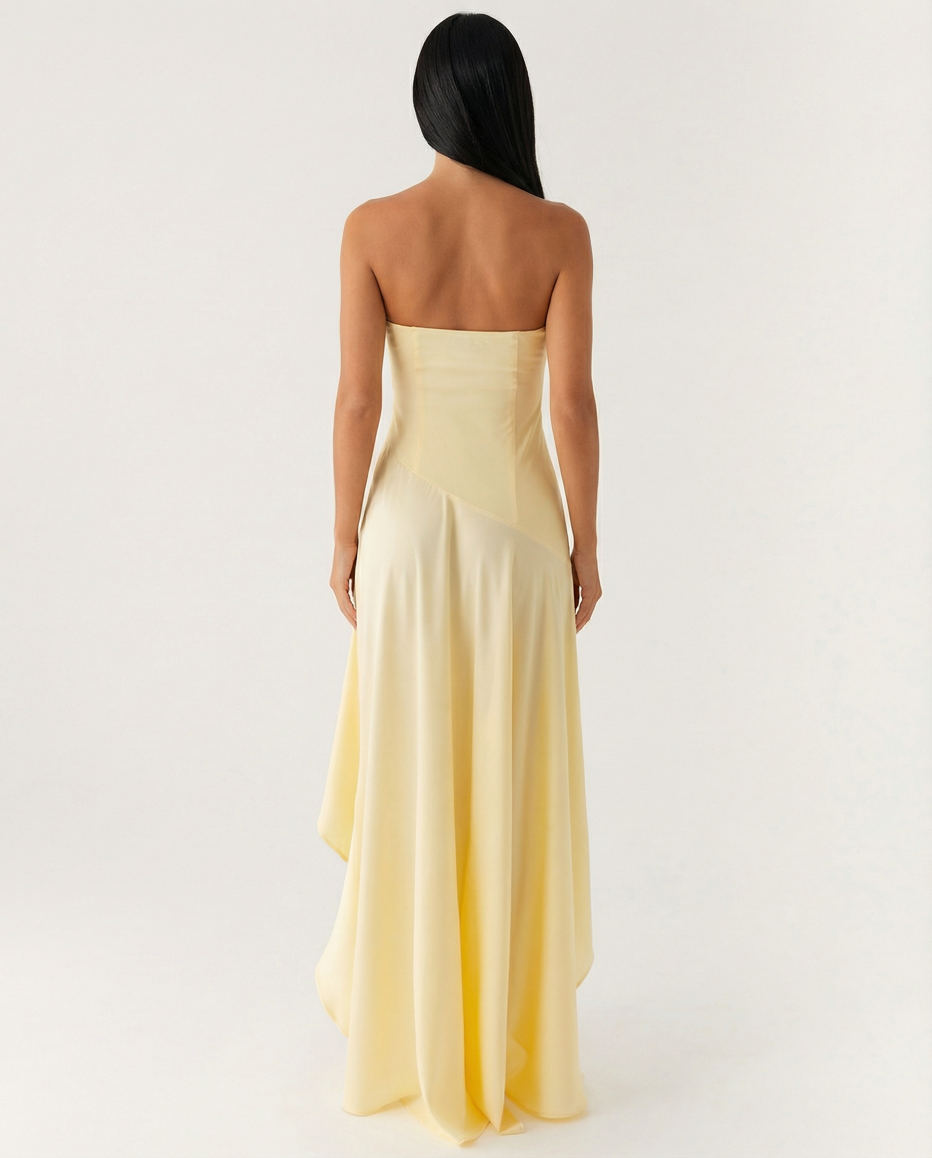 Lorraine | Strapless Maxi Dress with Asymmetric High-Low Hem