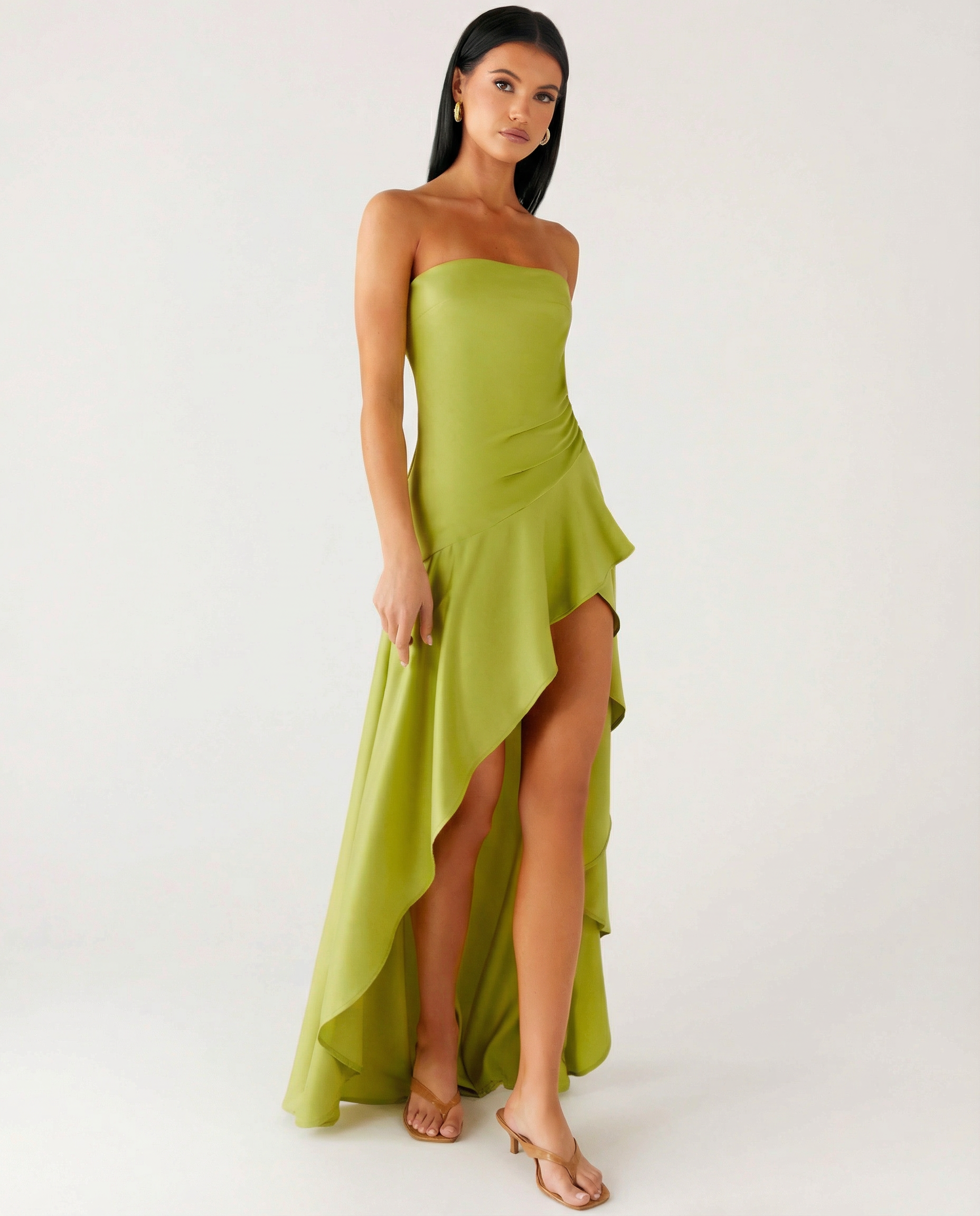 Lorraine | Strapless Maxi Dress with Asymmetric High-Low Hem