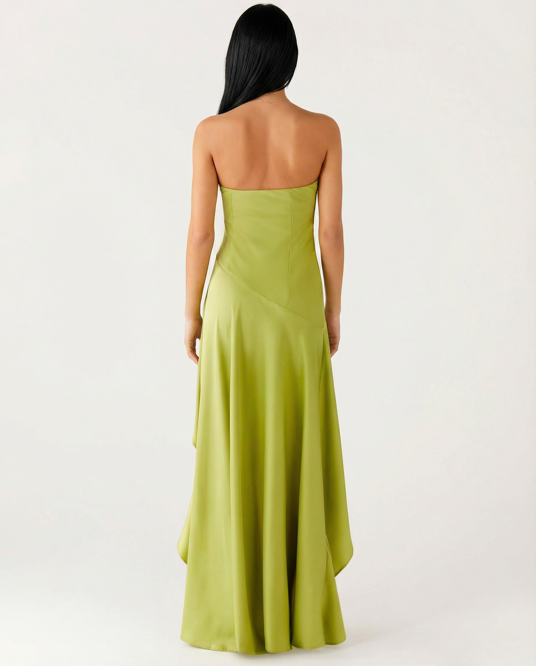 Lorraine | Strapless Maxi Dress with Asymmetric High-Low Hem