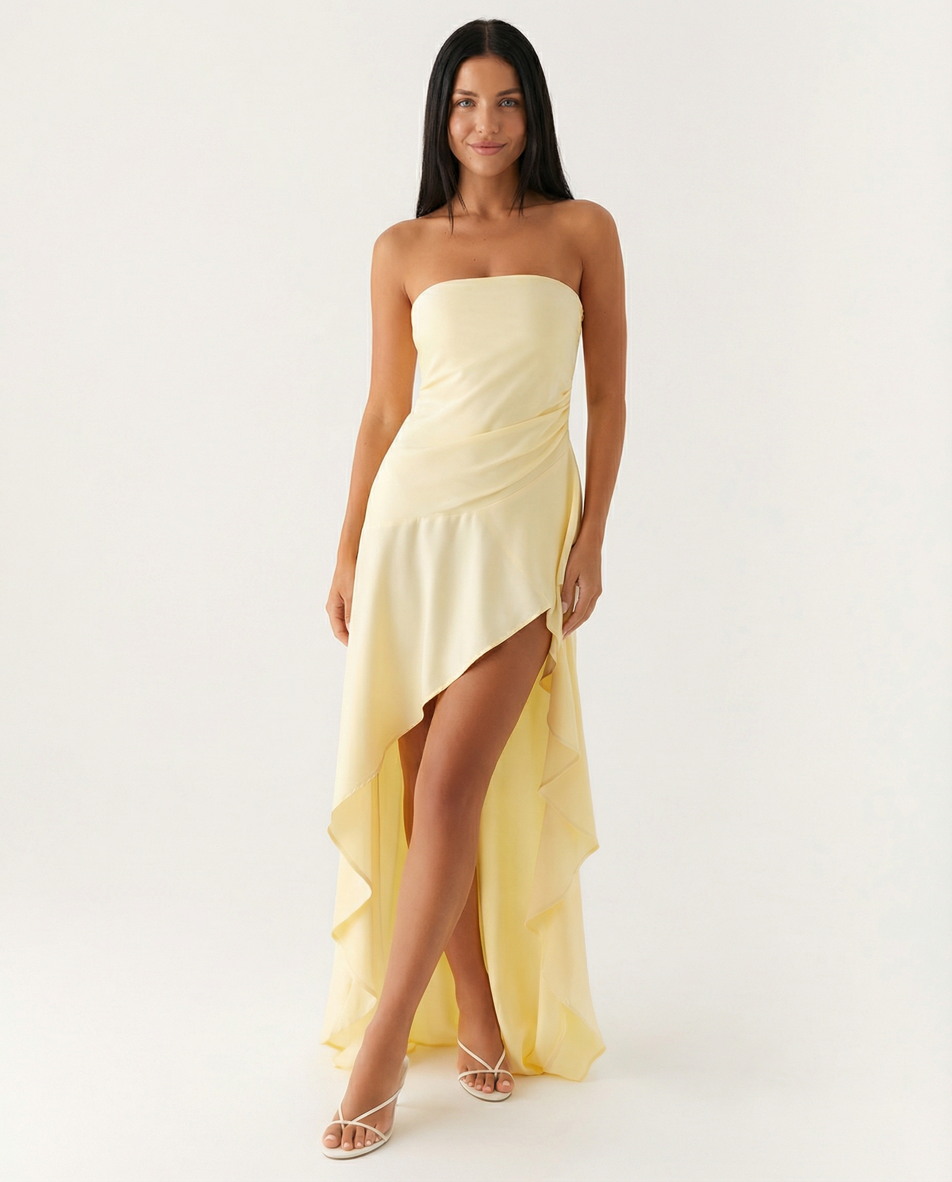 Lorraine | Strapless Maxi Dress with Asymmetric High-Low Hem