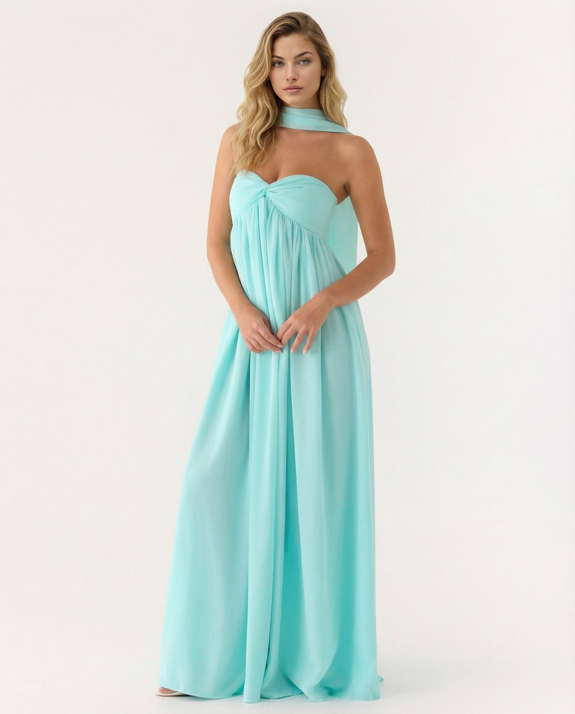 Kelley | Halter Neck Scarf Tie Satin Maxi Dress