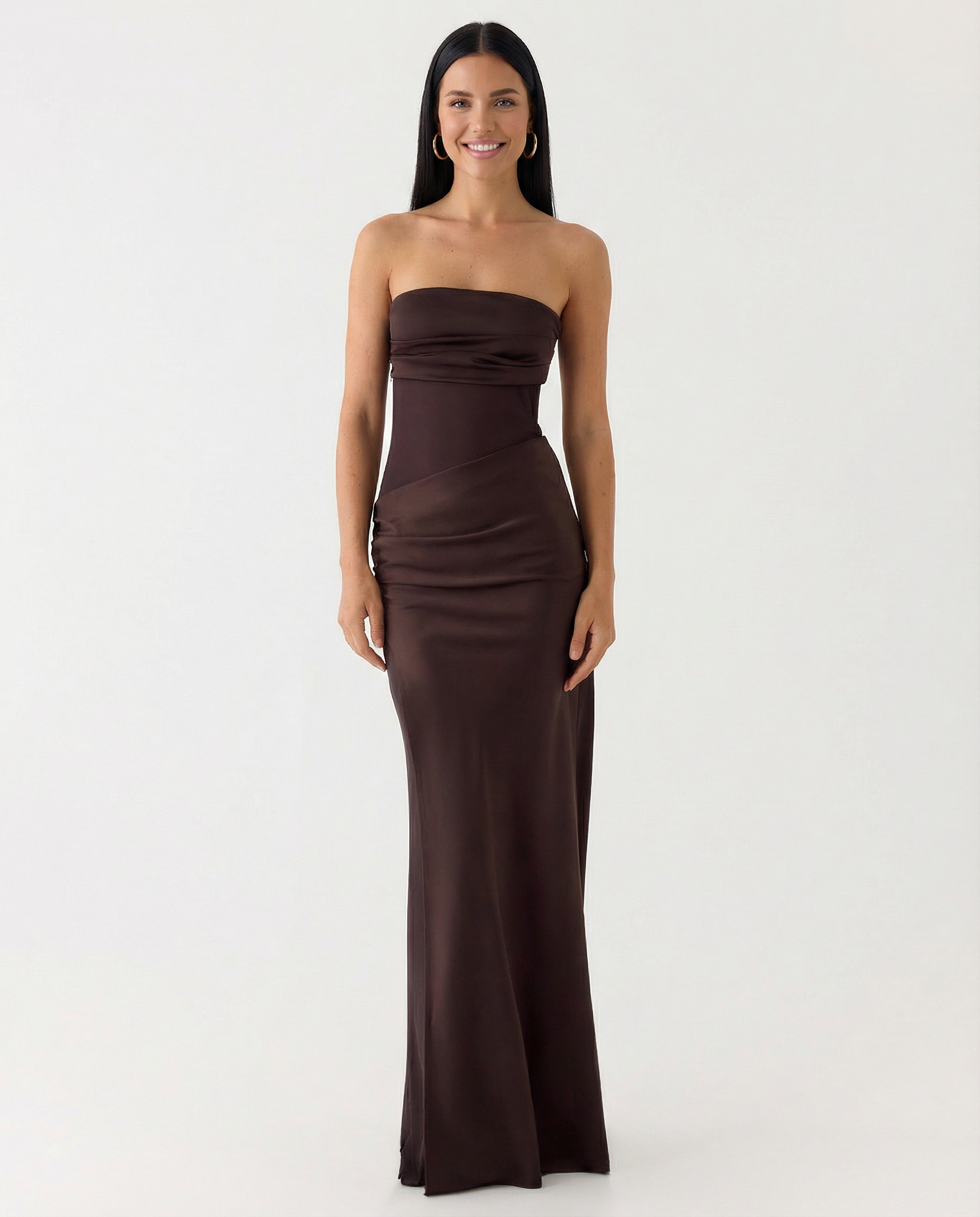 Trisha | Sleeveless Bodycon Fit Satin Maxi Dress