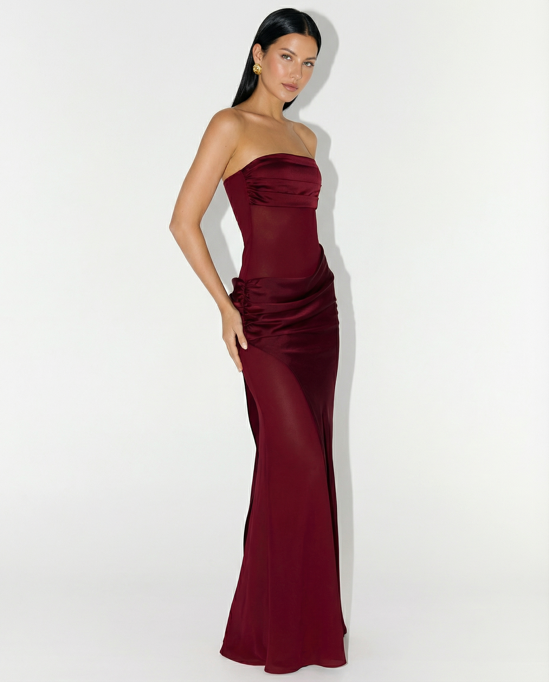 Trisha | Sleeveless Bodycon Fit Satin Maxi Dress