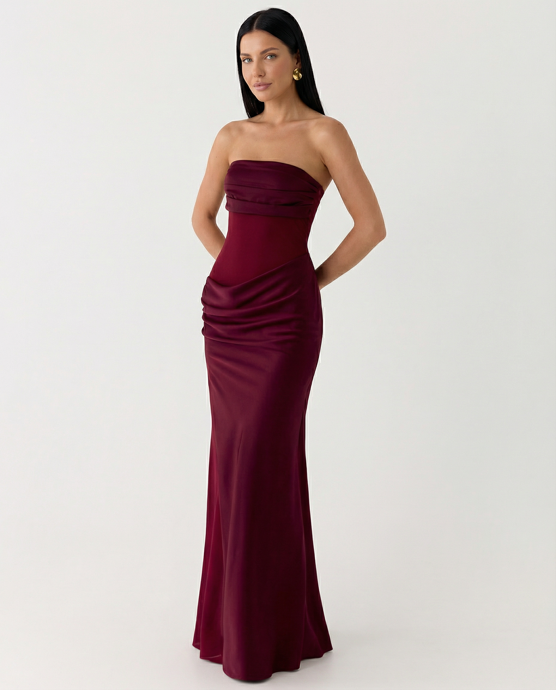 Trisha | Sleeveless Bodycon Fit Satin Maxi Dress