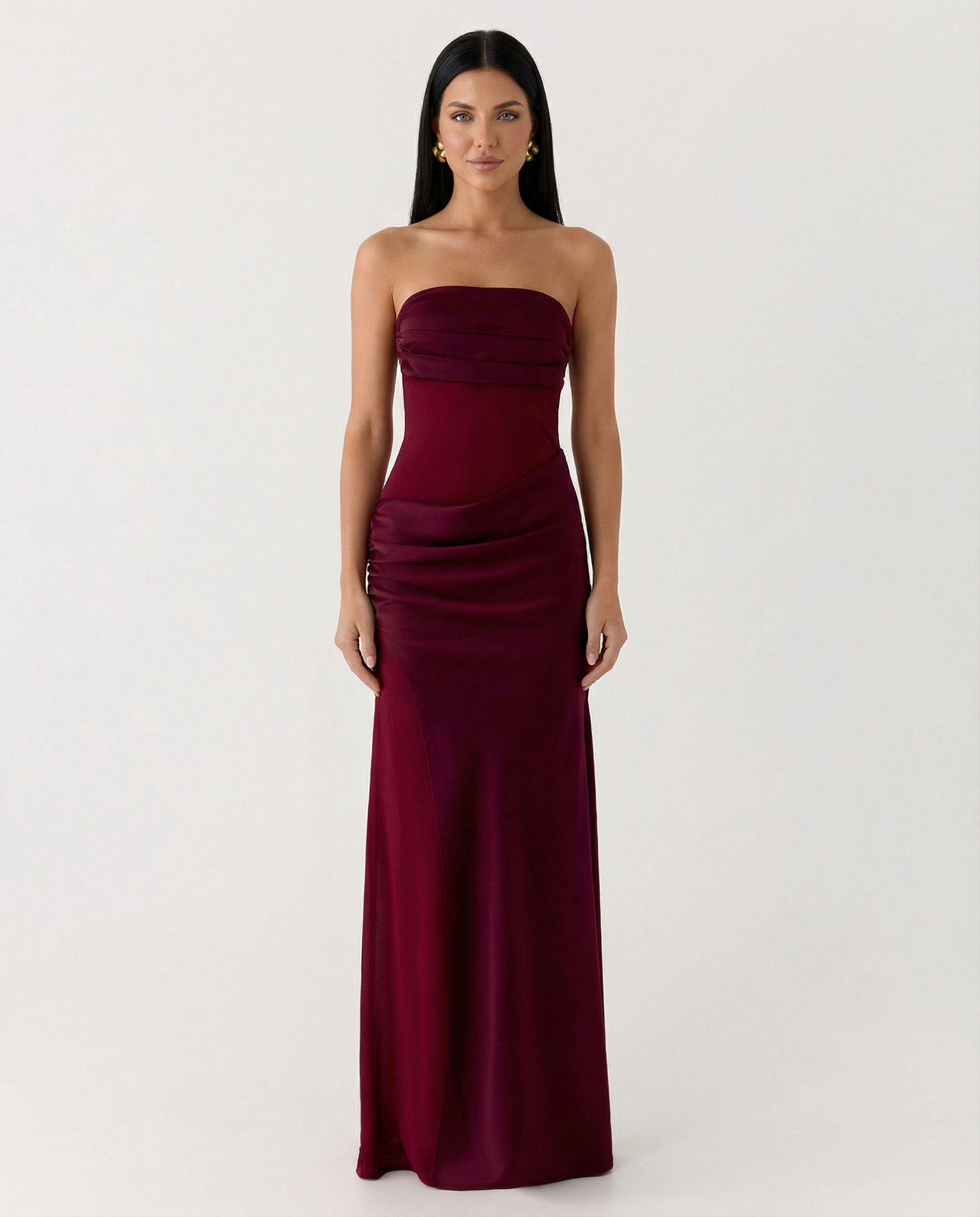 Trisha | Sleeveless Bodycon Fit Satin Maxi Dress