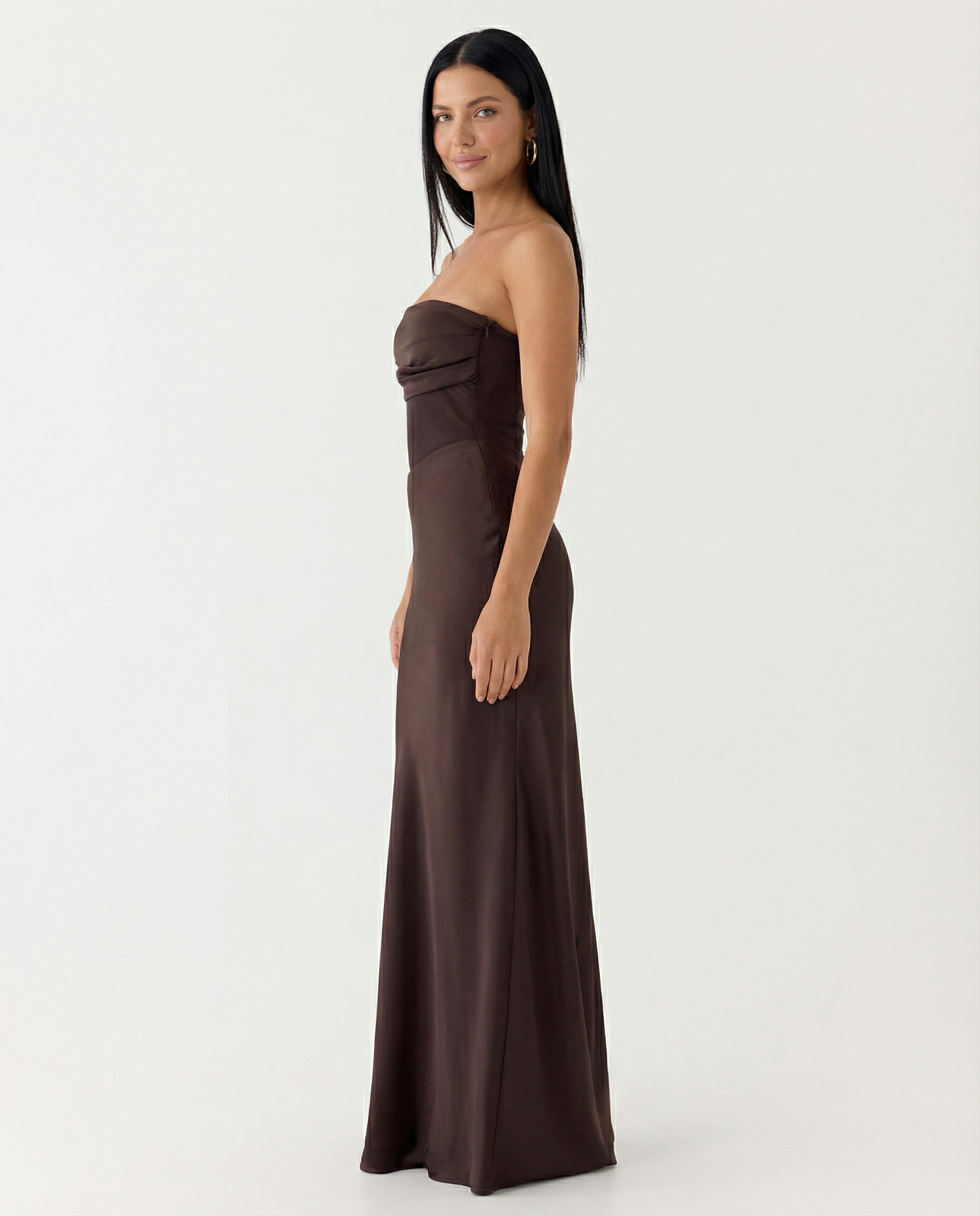 Trisha | Sleeveless Bodycon Fit Satin Maxi Dress
