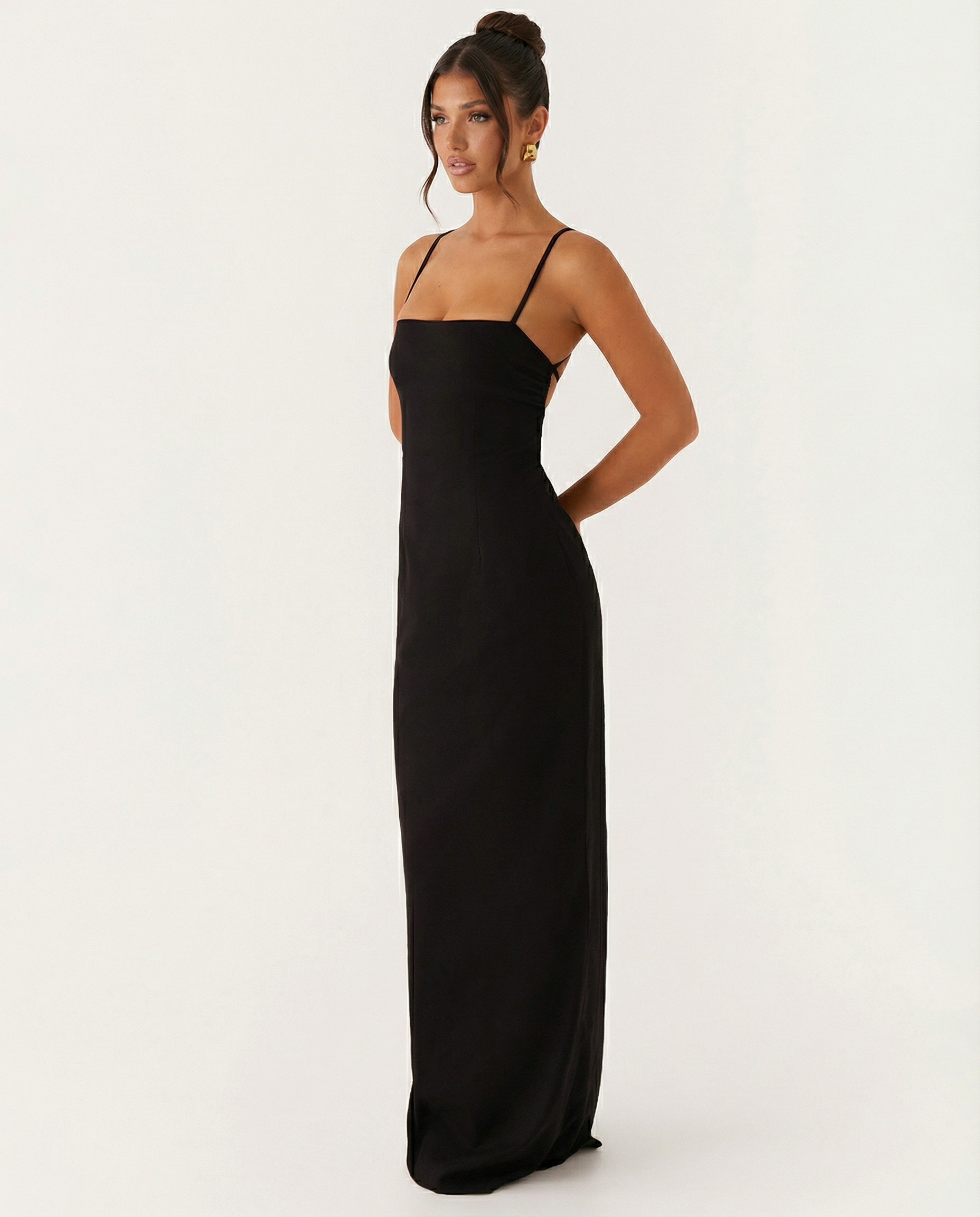 Mayra | Slinky Open Back Criss Cross Strap Maxi Dress